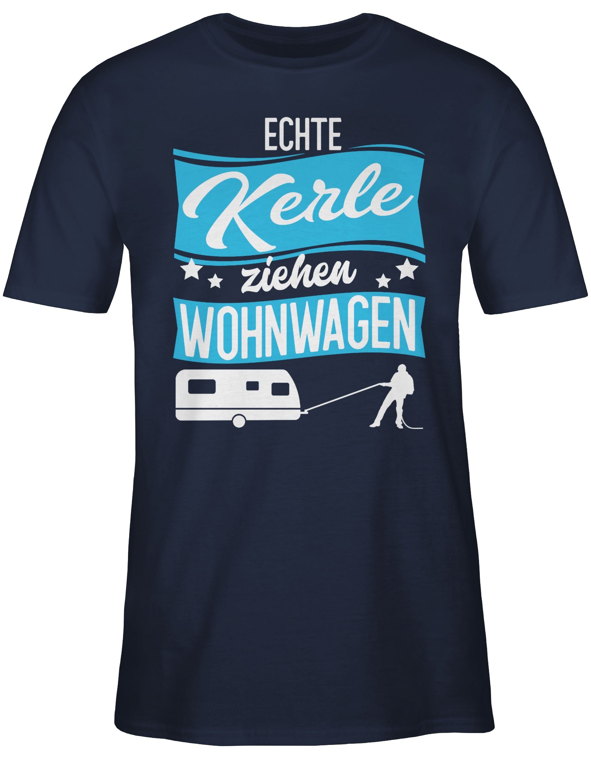 Geschenke Shirtracer Wohnwagen weiß/blau Blau Herren Echte Kerle Männer & 1 T-Shirt - Navy ziehen