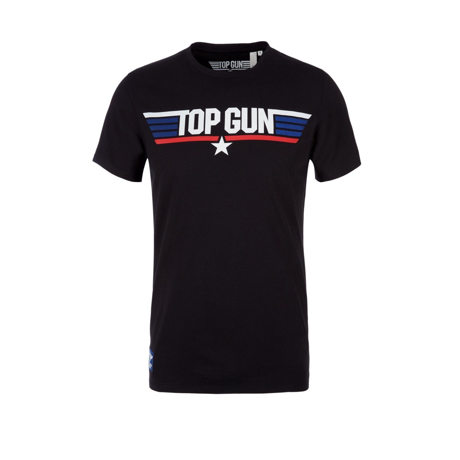 kurzarm Maverick, mit s.Oliver Gun Top Schwarz T-Shirt Slim Print, (1-tlg) Fit,