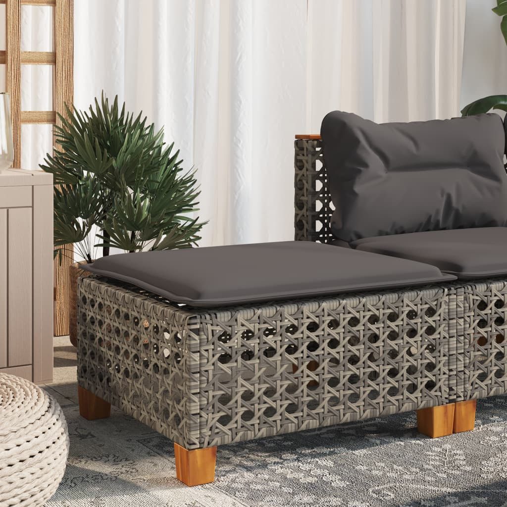vidaXL Hocker Gartenhocker mit Kissen Grau 63,5x56x32 cm Poly Rattan (1 St)