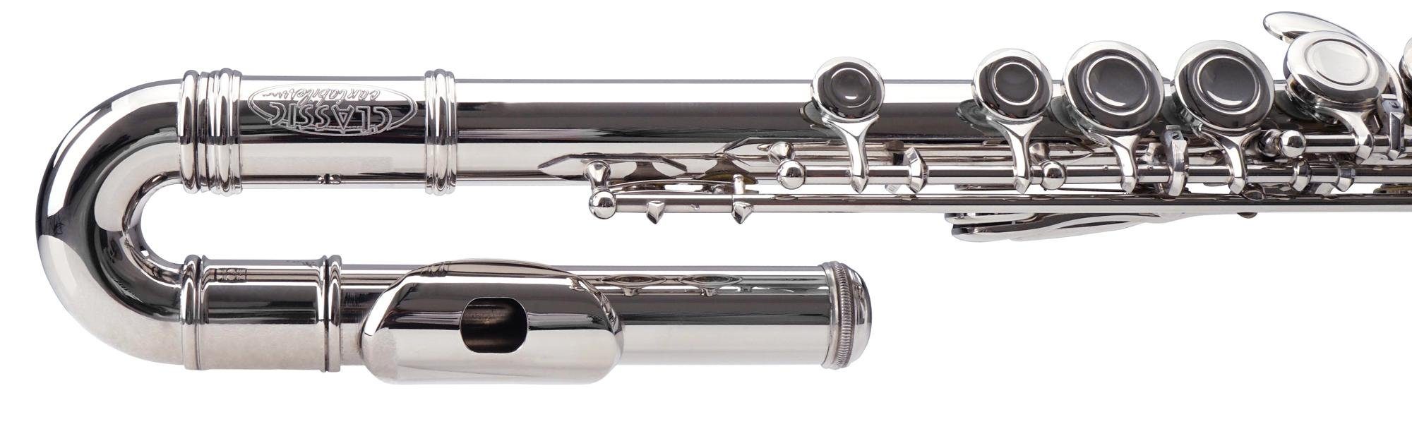 Classic Cantabile Querflöte FL-100J Querflöte mit geb. Kopfstück Silbern C, Geschlossene Klappen, leichtgängige E-Mechanik