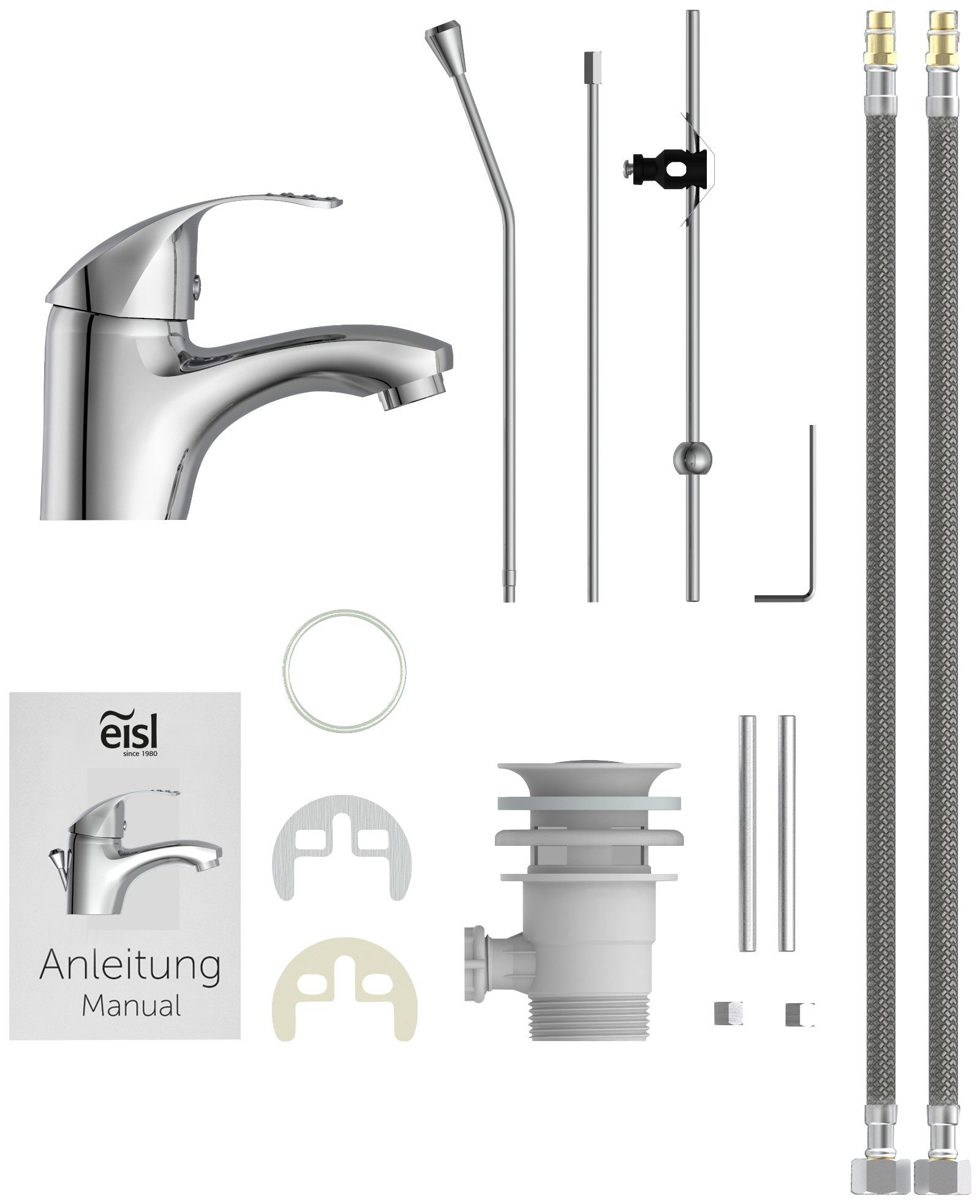 Eisl Waschtischarmatur Roma mit Zugstange, mit Ablaufgarnitur, Mischbatterie, Chrom