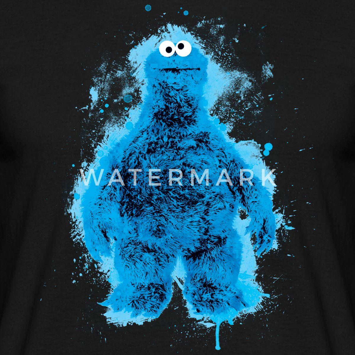 Spreadshirt T-Shirt Sesamstraße Krümelmonster Farbspritzer Männer T-Shirt (1-tlg)