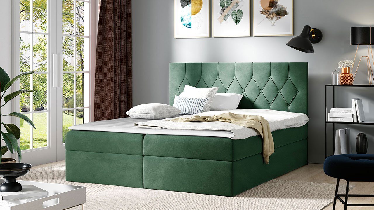 MIRJAN24 Boxspringbett Sky (Matratze und Topper, Polsterkopfteil), Doppelbe günstig online kaufen