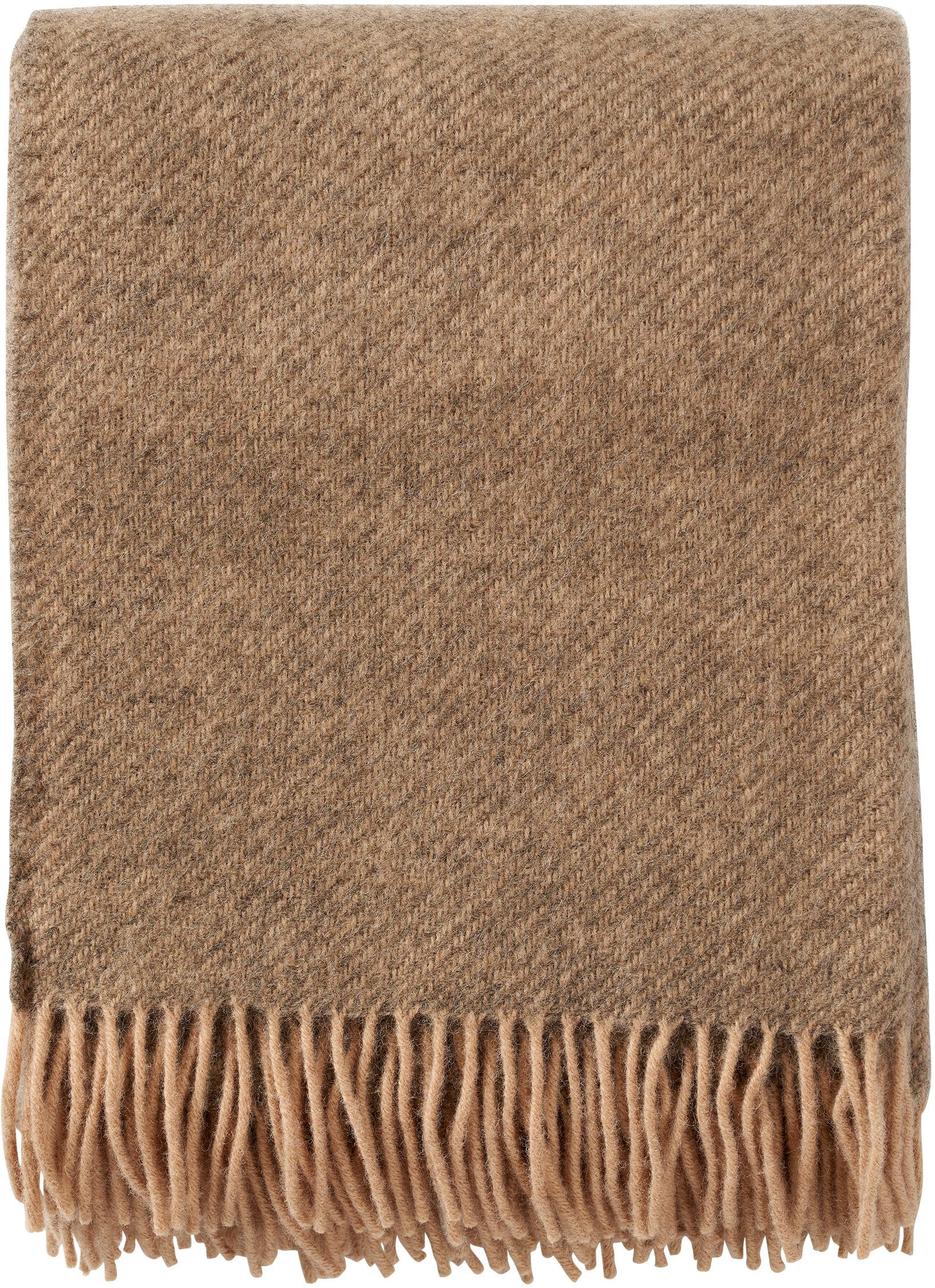 Wolldecke Wool, Heitmann Felle, reine Wolle, 130x200 cm, mit Fransen, kariert oder uni, Wohnzimmer