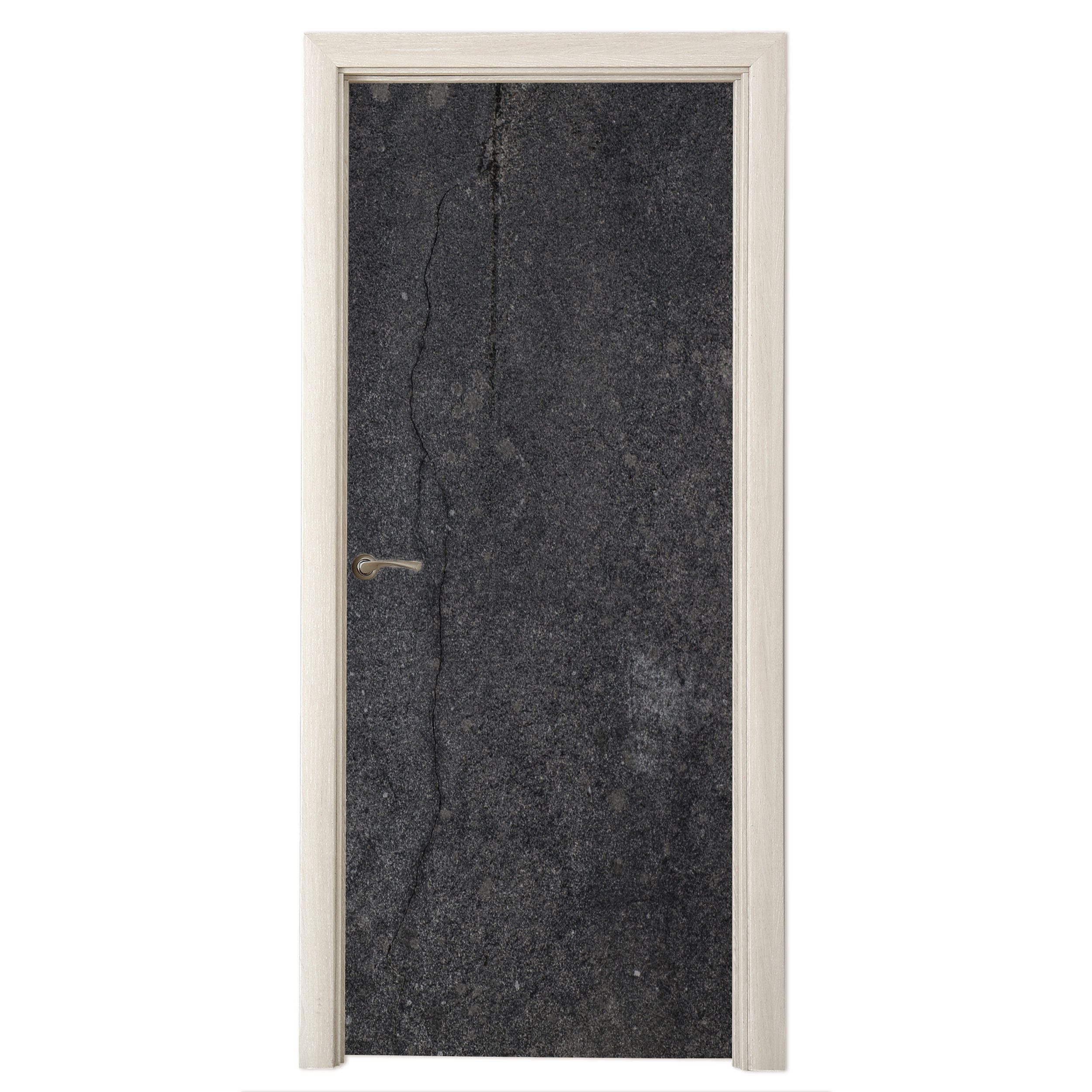 MuchoWow Türtapete Beton - Schwarz - Grau - Rustikal - Industriell, Matt, bedruckt, (1 St), Selbstklebende Tapete, Folie für Möbel, 70x215 cm
