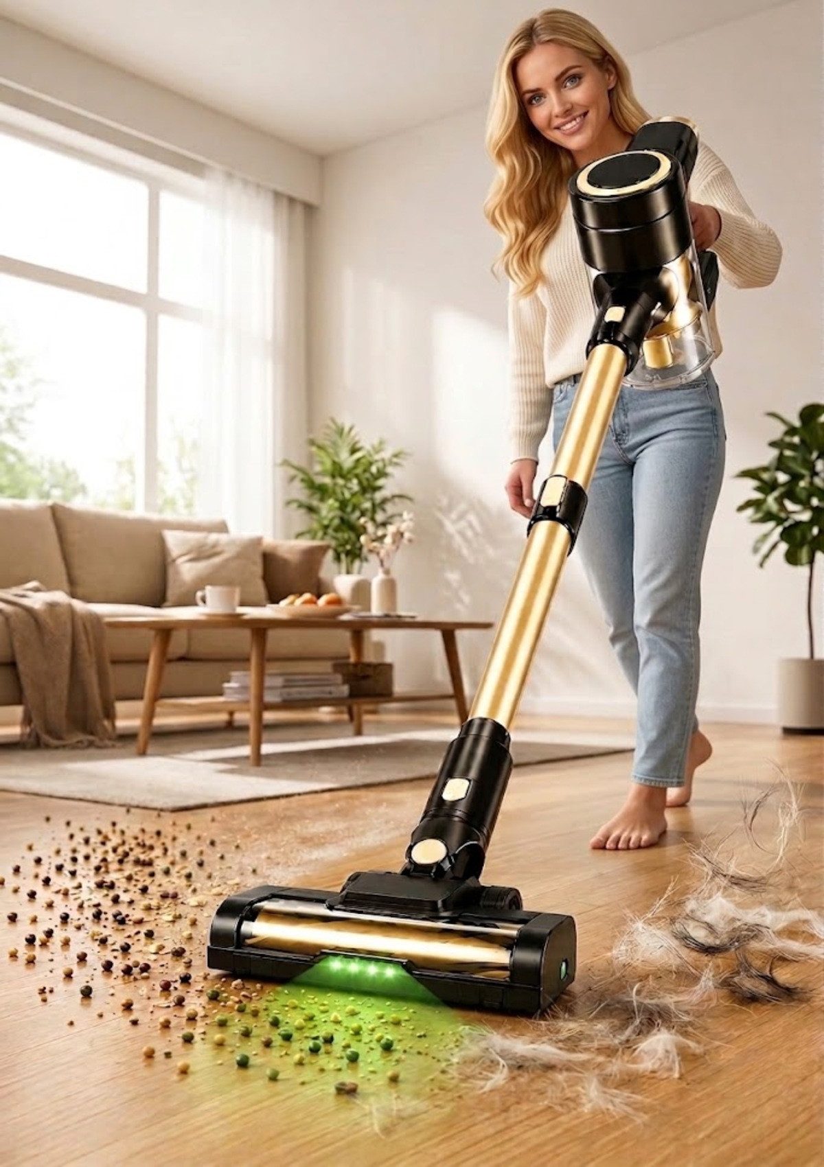 BERGER ELECTRONICS Stielstaubsauger Staubsauger Kabellos, Akku Staubsauger, Akku-Stielstaubsauger, beutellos, 70000 Pa, 60 min Laufzeit, Handstaubsauger – Bild 4 von 5