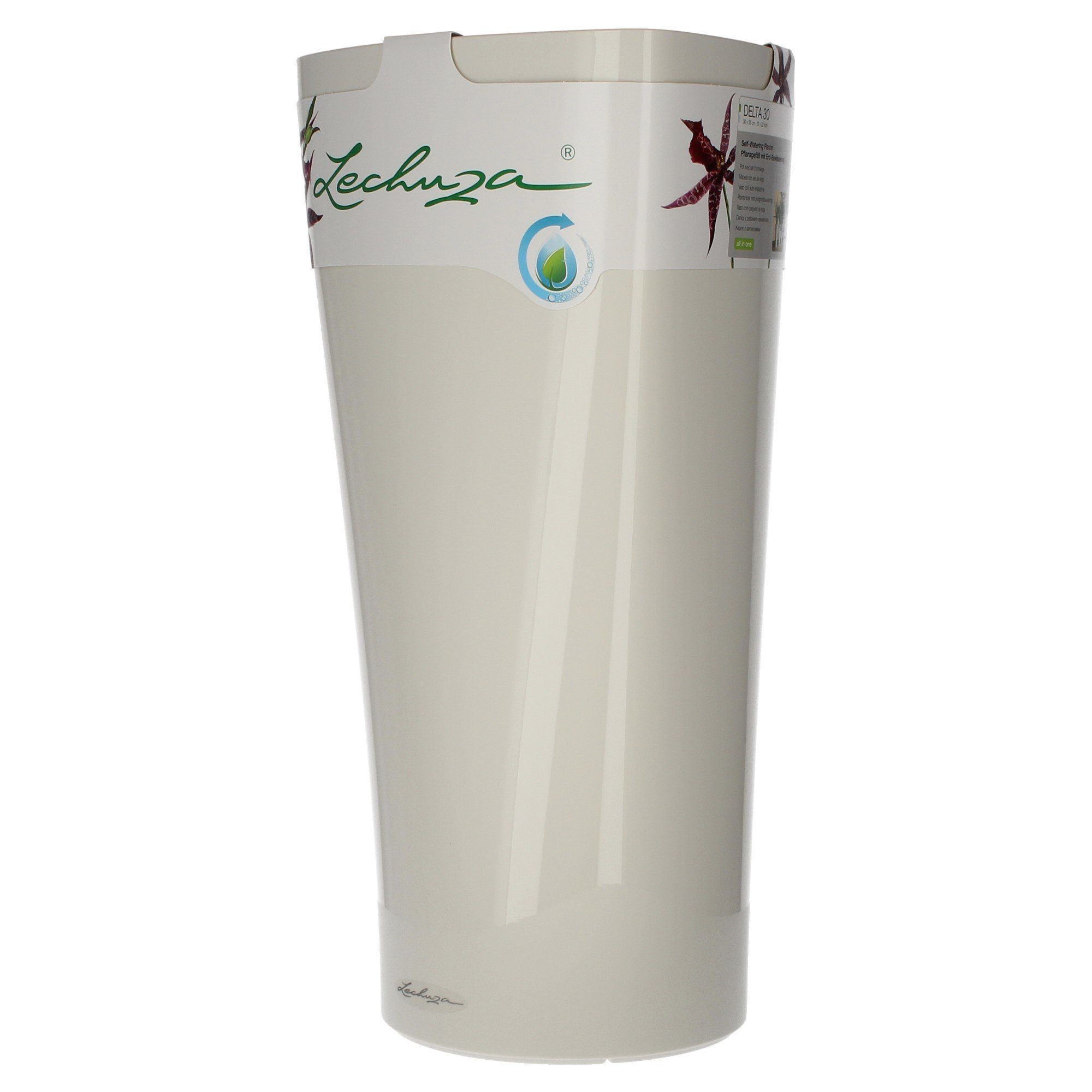 Lechuza® Pflanzkübel Delta 30 Wasserspeicher weiß (1 hochglanz, - mit St)