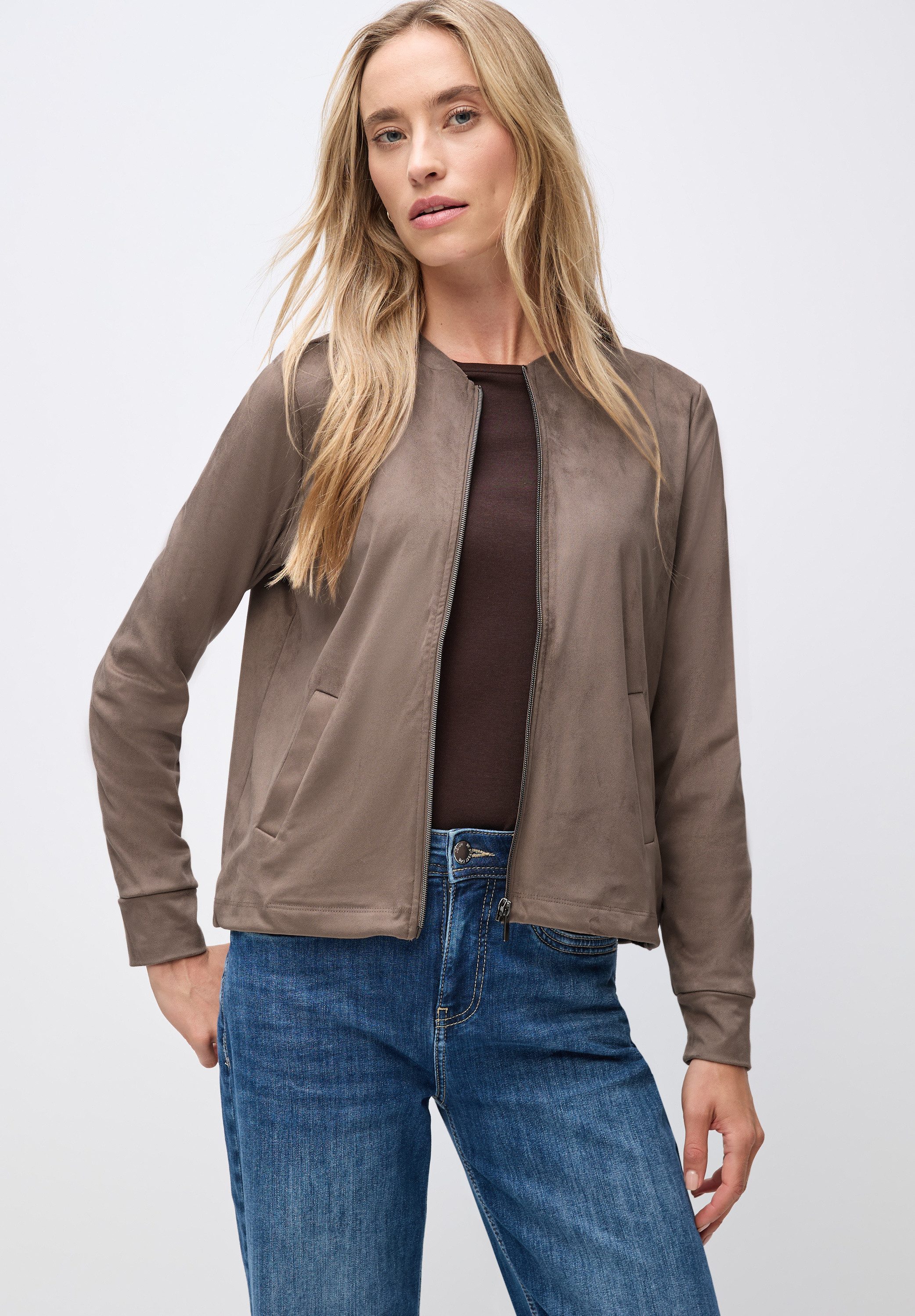 STREET ONE Lederimitatjacke mit Rundhalsausschnitt günstig online kaufen