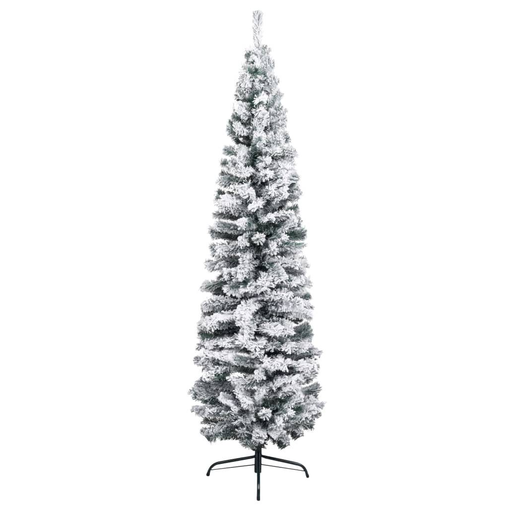 furnicato Künstlicher PVC 240 cm Schnee mit Schlank Weihnachtsbaum Grün