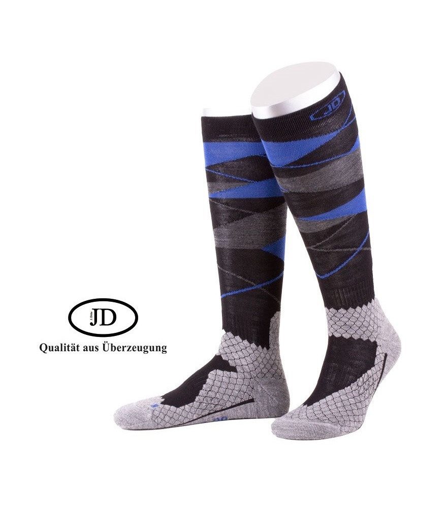 JD Kniestrümpfe All Season ThermoCool Reitstrumpf (Argyle-Muster) grau/blau Herren
