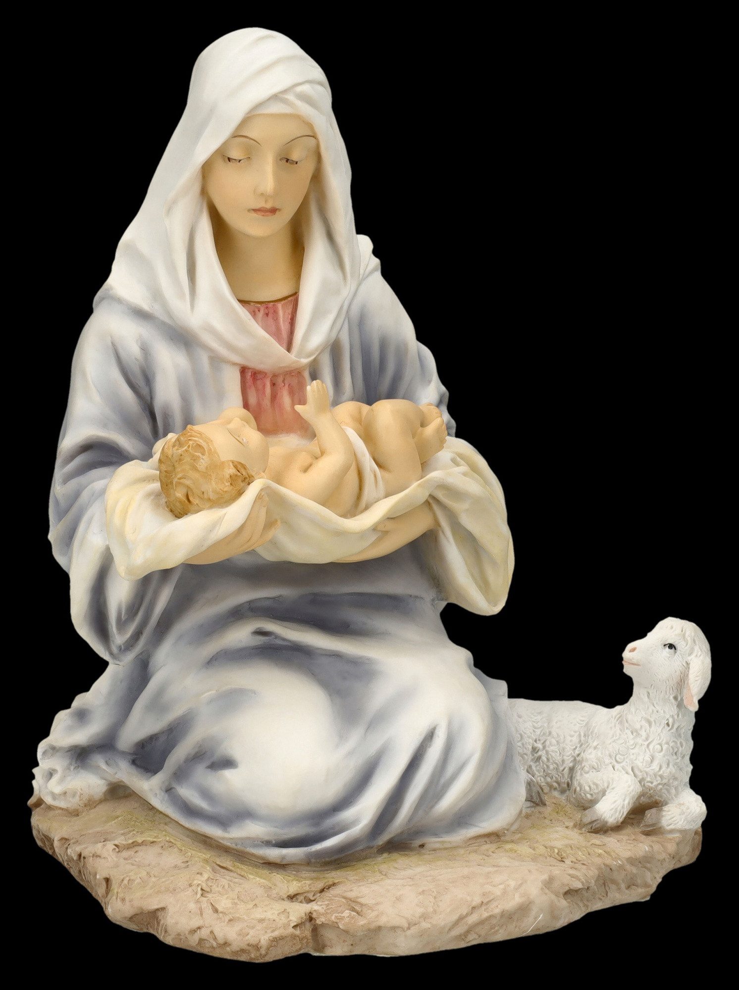Figuren Shop GmbH Dekofigur Maria Figur hält Jesus Baby bemalt - Veronese - christliche Dekoration