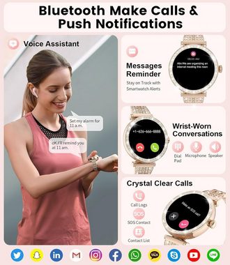 FEELNEVER Smartwatch (1,19 Zoll, Android, iOS), mit Telefonfunktion Sprachassistent Schlafüberwachung 100+ Sportmodi
