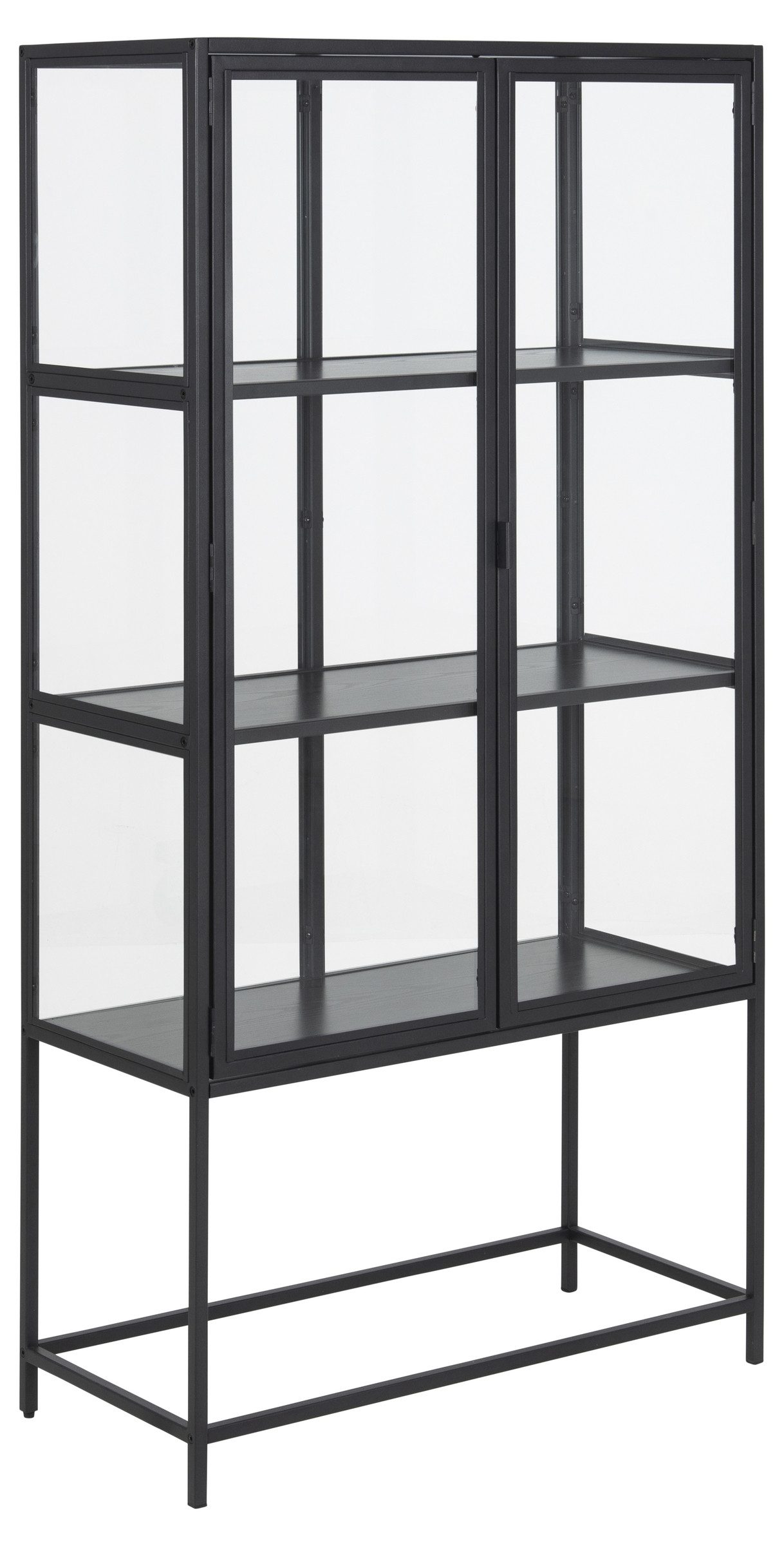 freiraum Glasvitrine Seaford in schwarz, Stahl - 77x150x35cm (BxHxT)
