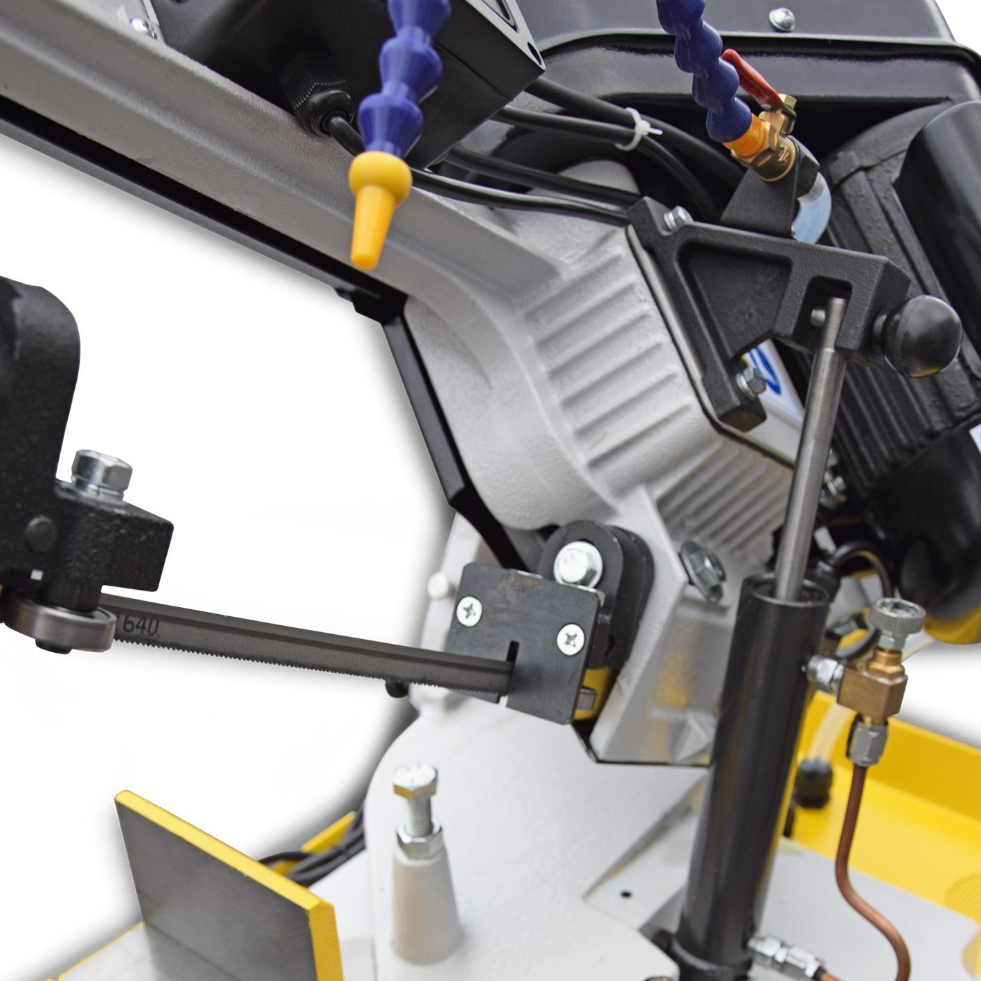 BAMATO Metallbandsäge BMS-150K Metallsäge 400V Bandsäge 128mm Schnittleistung Kühlung, 1-St., 3 Geschwindigkeiten, Fahrwerk, -45° bis +60° schwenkbar