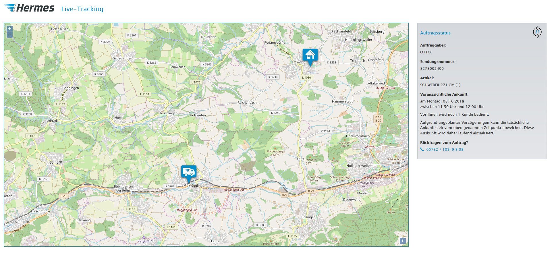 Hermes Live-Tracking