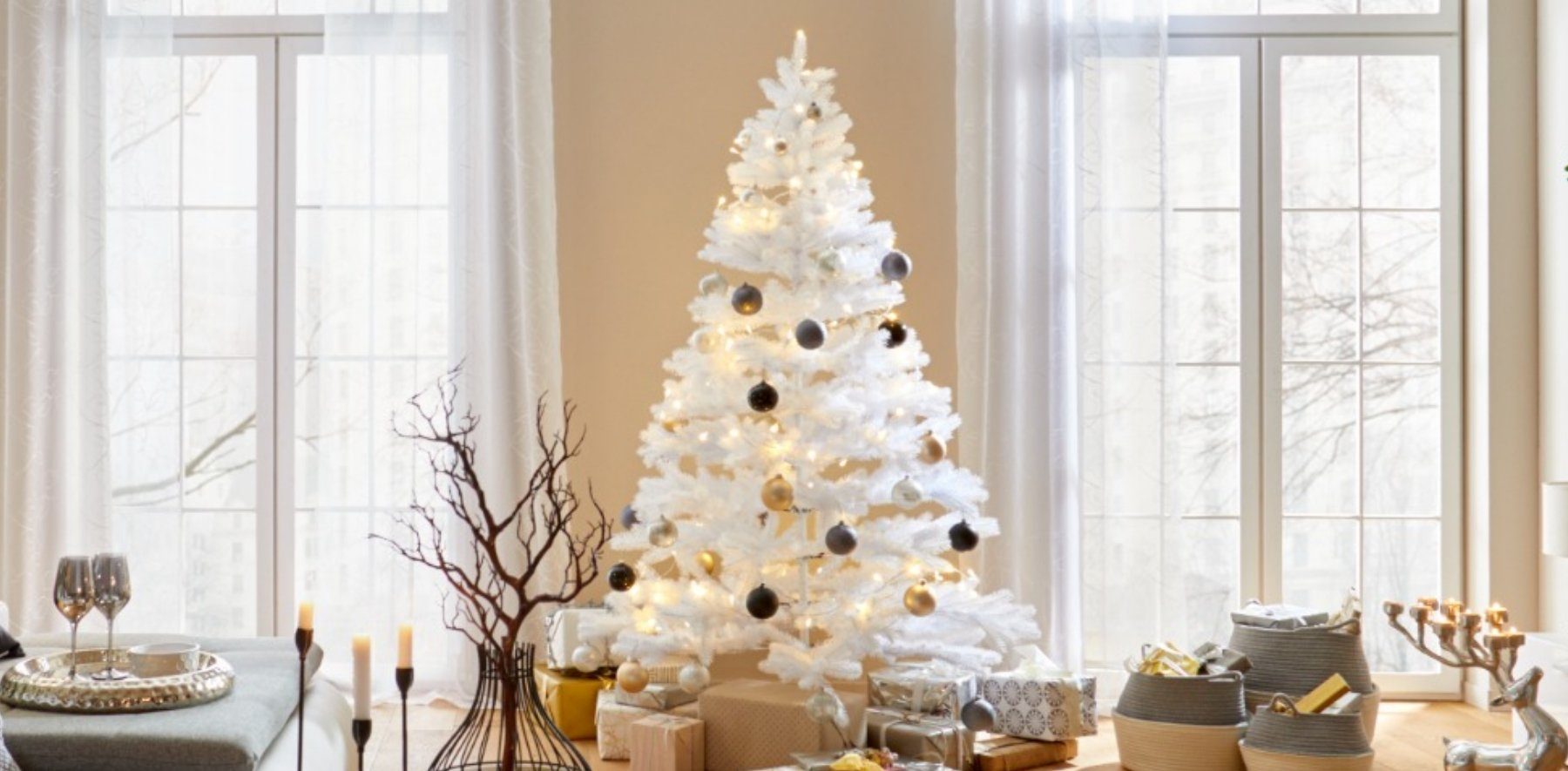 Weiße Weihnachtsbaum Dekoideen OTTO