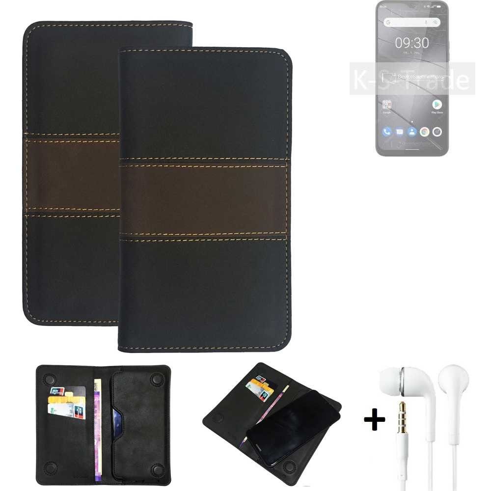 K-S-Trade Handyhülle für Gigaset GS5 Lite, Handyhülle + Kopfhörer Schutzhülle Walletcase Bookstyle Tasche