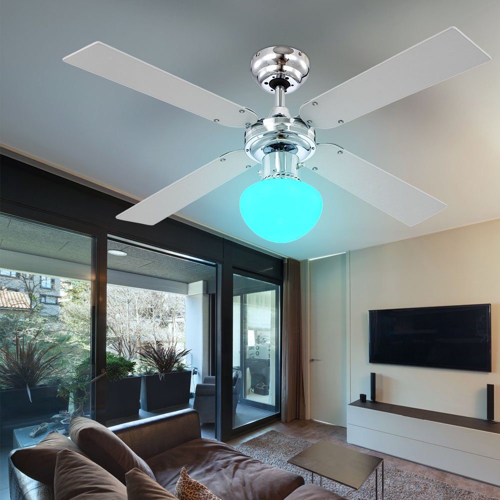 Lüfter Design Sommer LED Fernbedienung etc-shop Deckenventilator, RGB Abkühlung Ventilator