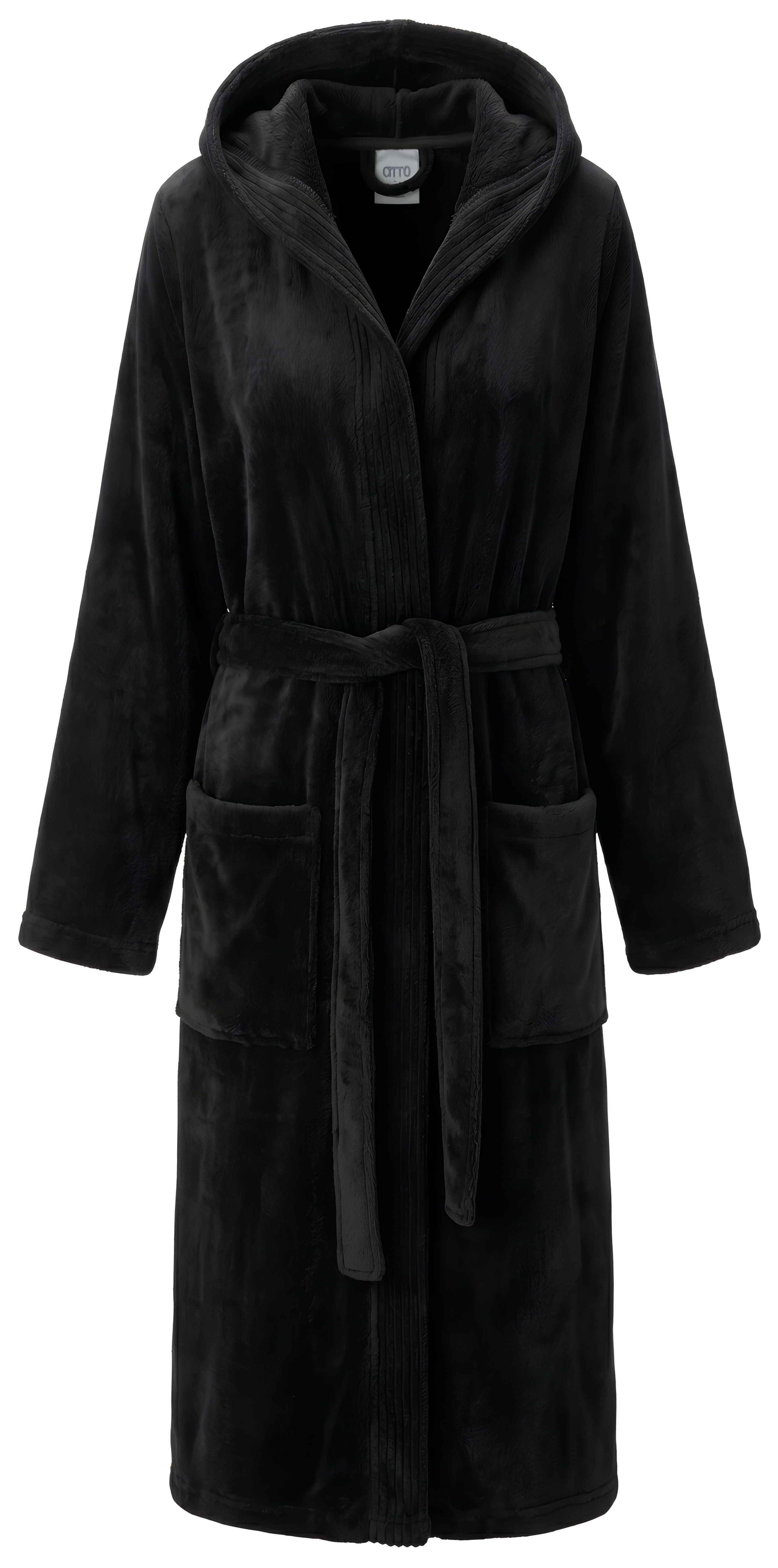 OTTO home Unisex-Bademantel Miia, ideal für Sauna, Spa & im Urlaub, Langform, Microfaser, Kapuze, Gürtel, weich und kuschelig, plüsch, für Damen und Herren, S-X – Bild 2 von 5