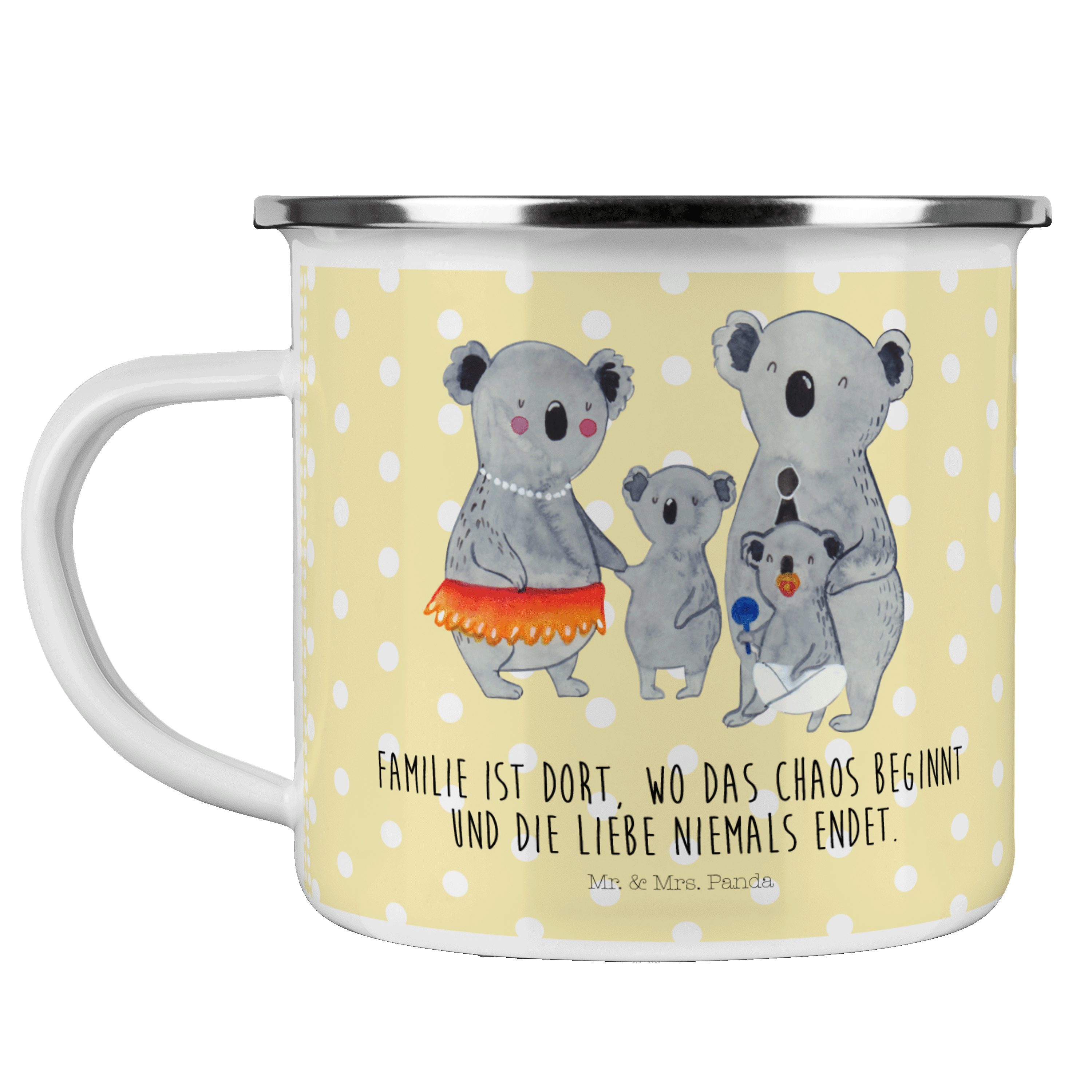 Mr. & Mrs. Panda Becher Koala Familie - Gelb Pastell - Geschenk, Familienleben, Familienzeit, Emaille