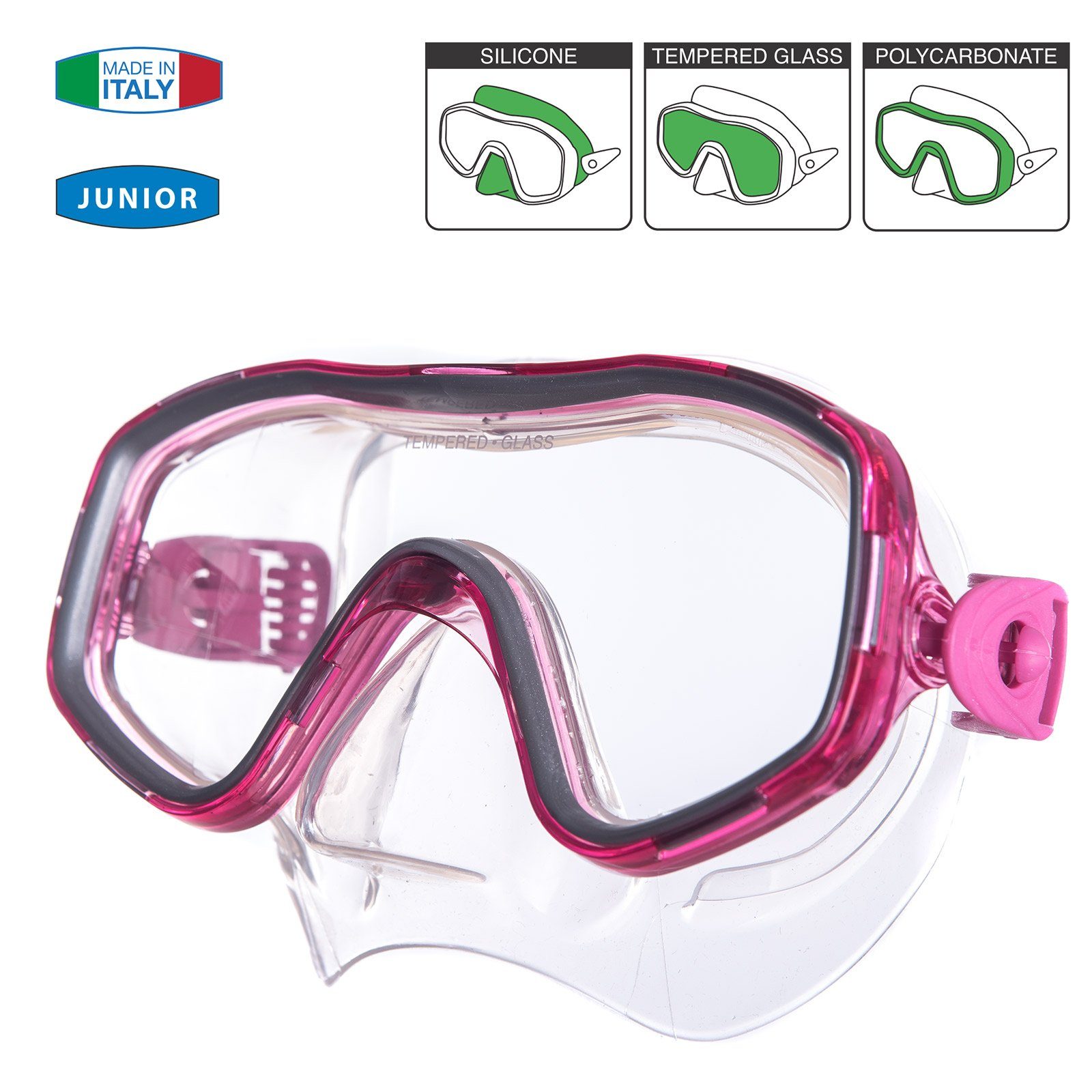 Tauch Schwimmbrille Maske Brille Silikon Taucher Smile Kinder Salvas Schwimm Pink Schnorchel, Anti