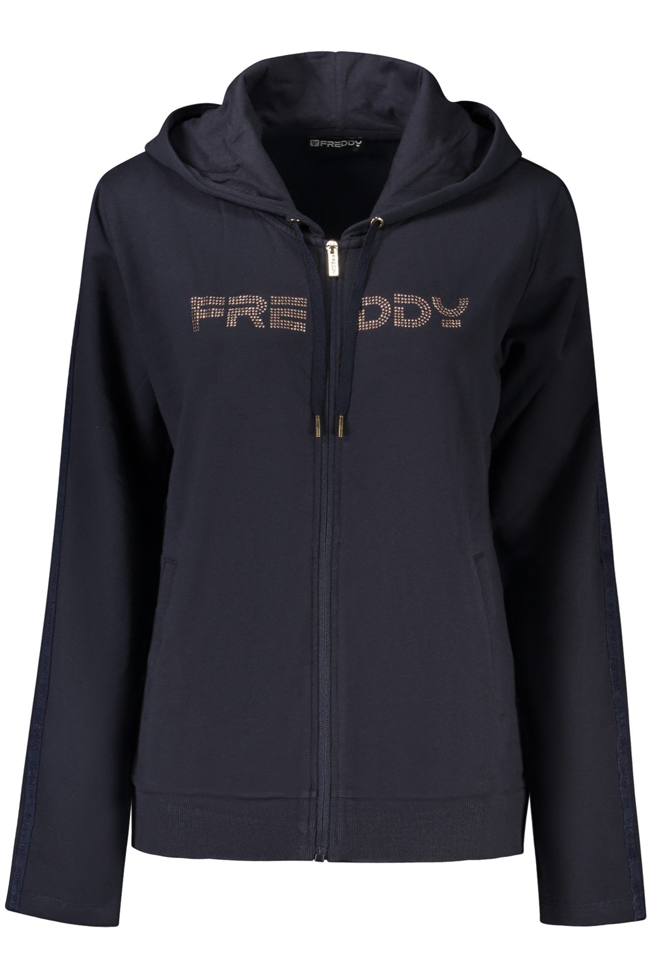 Freddy Sweatshirt Blauer Damen-Kapuzenpullover mit Reißverschluss
