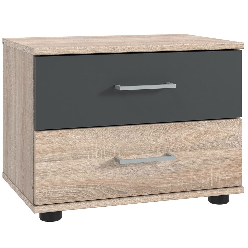 Lomadox Nachttisch TREVISO-43, Nachtschrank Betttisch Nachtkästchen Schrank 52 cm breit Eiche