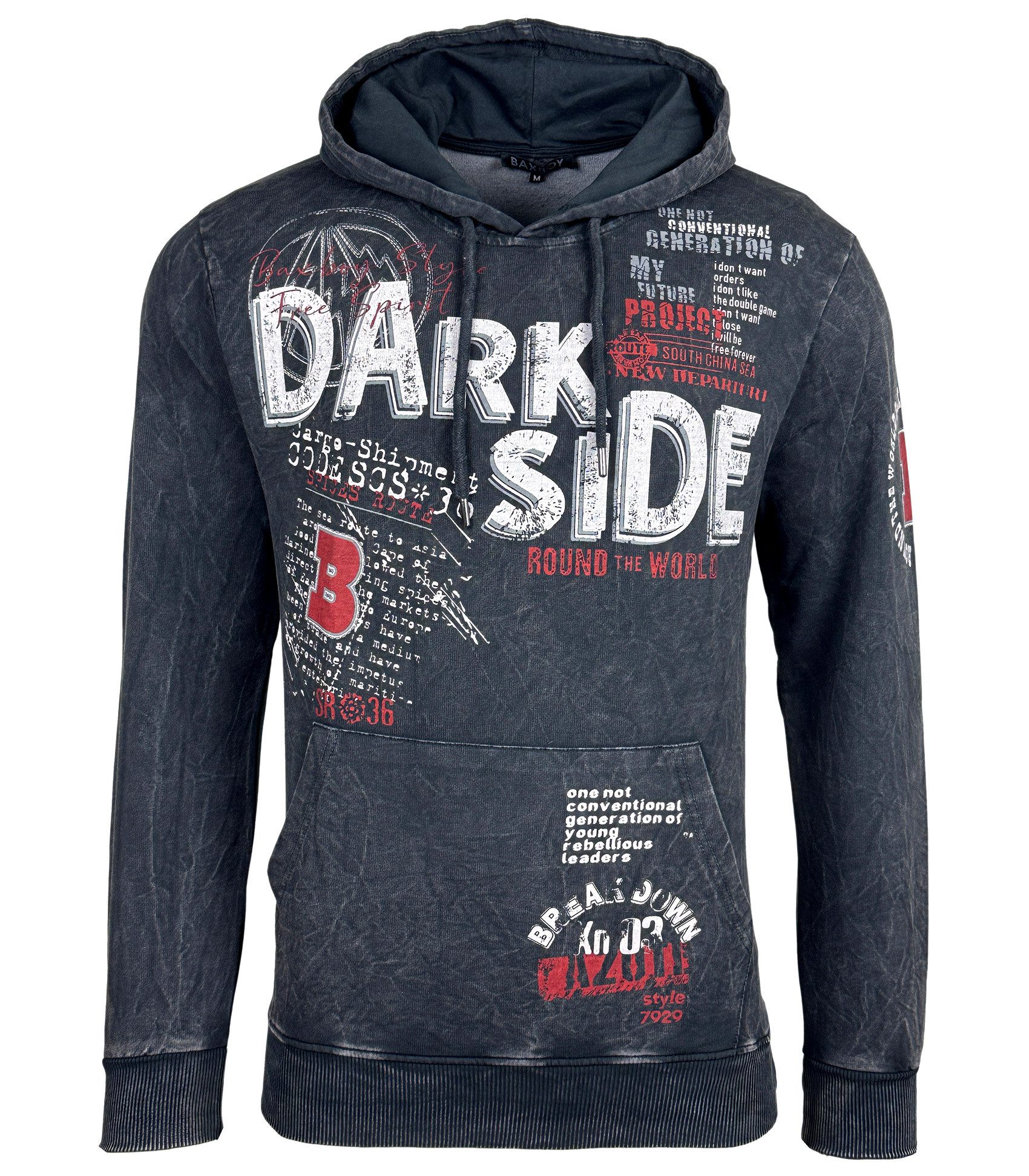 Baxboy Hoodie Baxboy Verwaschen Hoodie Herren Sweatshirt Pullover 608 – Bild 2 von 5