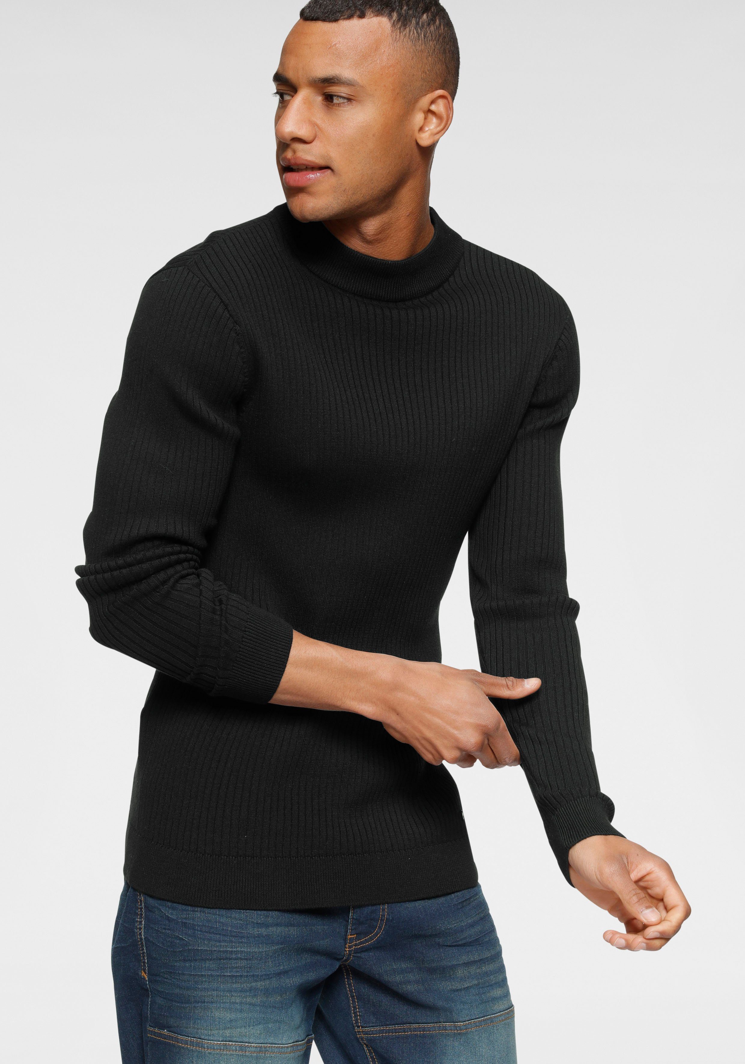 Bruno Banani Stehkragenpullover in Rippstrickoptik günstig online kaufen