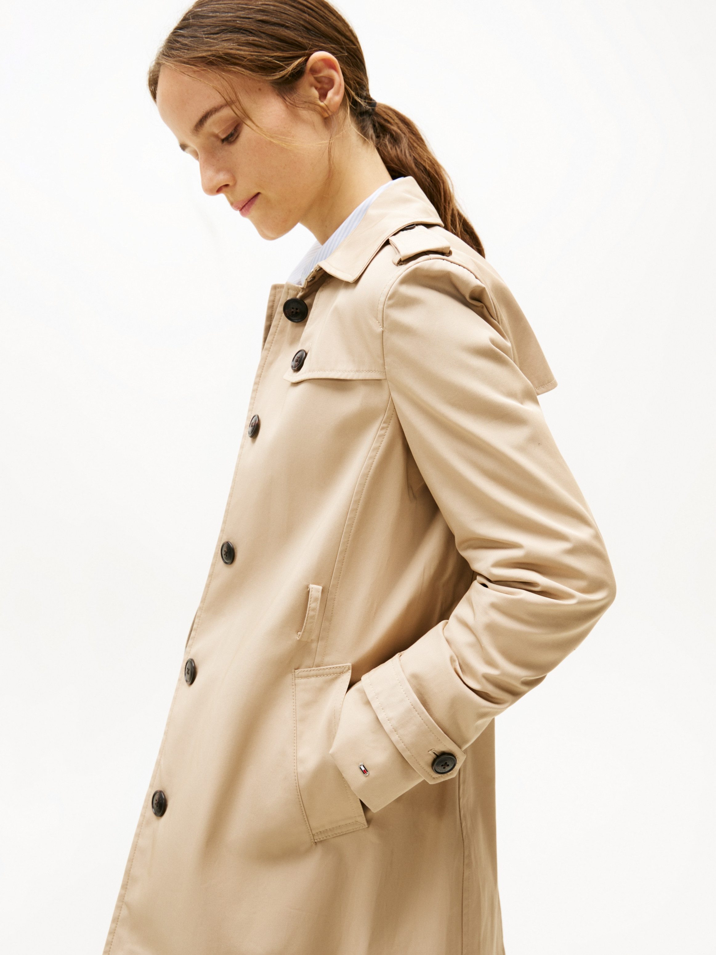 Tommy Hilfiger Langjacke HERITAGE SINGLE BREASTED TRENCH mit den typischen Trenchcoat-Details