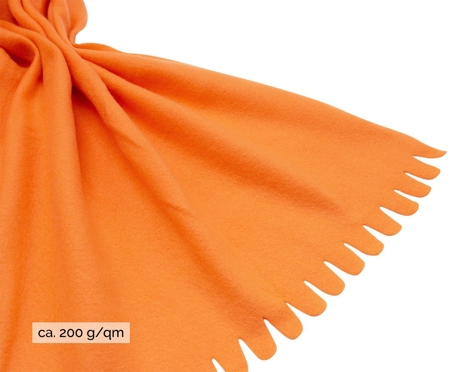 In 170 Farben 130 100% verfügbar, verfügbar Polyester, Wellenkante, ZOLLNER, Farben vielen Wohndecke, orange vielen stylische in cm, x