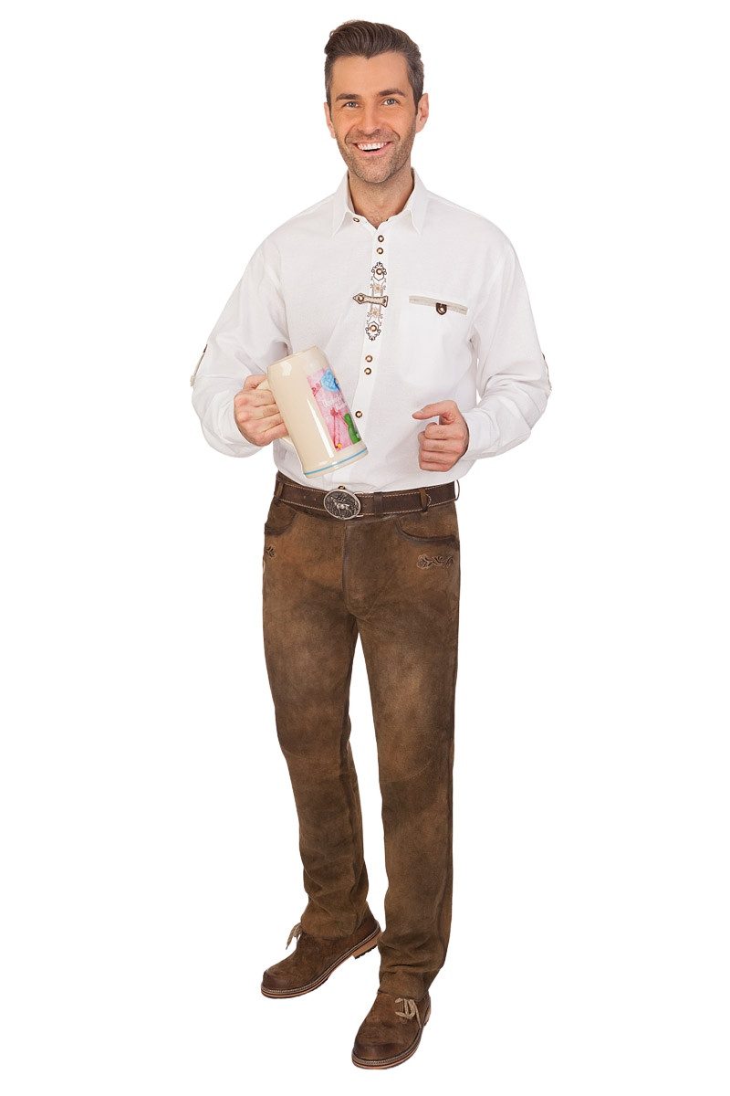 Maddox Trachtenlederhose Lederhose lang - FLORINUS - hellbraun günstig online kaufen