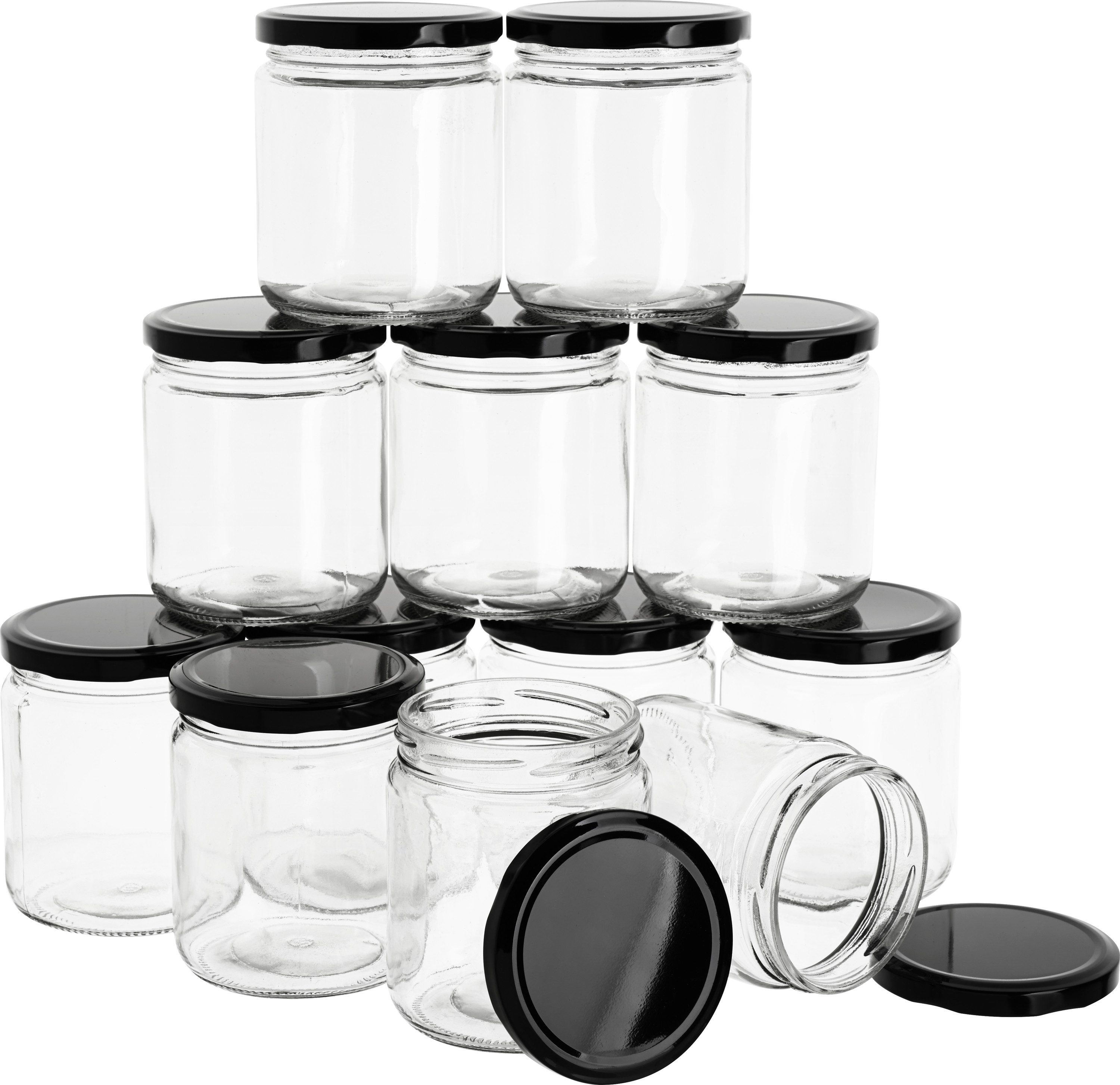 VBS XXL Vorratsglas Schraubgläser, GlasAluminium, 400ml, 12 Stück
