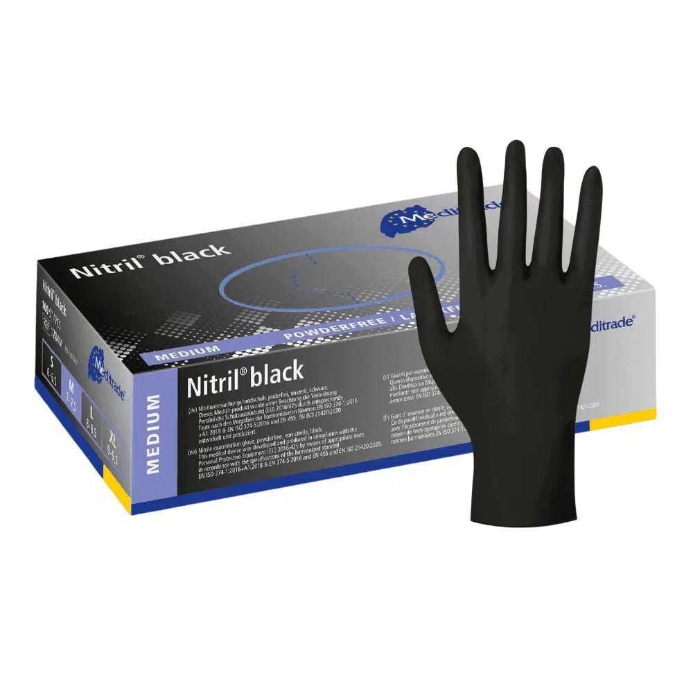 Nitril-Handschuhe schwarz / Nitrilhandschuhe black - in Nitril® - MediTrade M Schwarz Meditrade