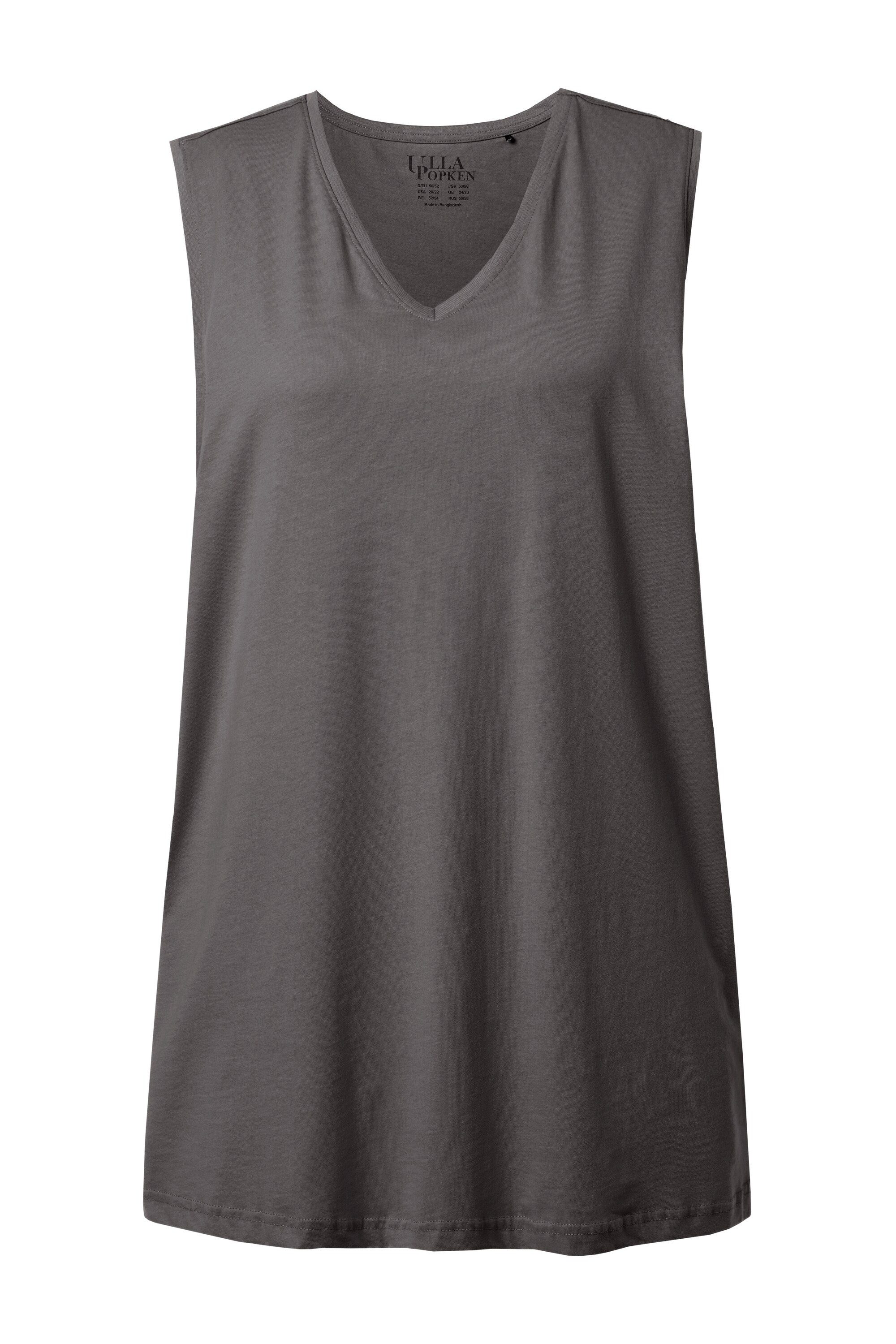 Ulla Popken Longtop Top V-Ausschnitt Relaxed ärmellos Baumwolle
