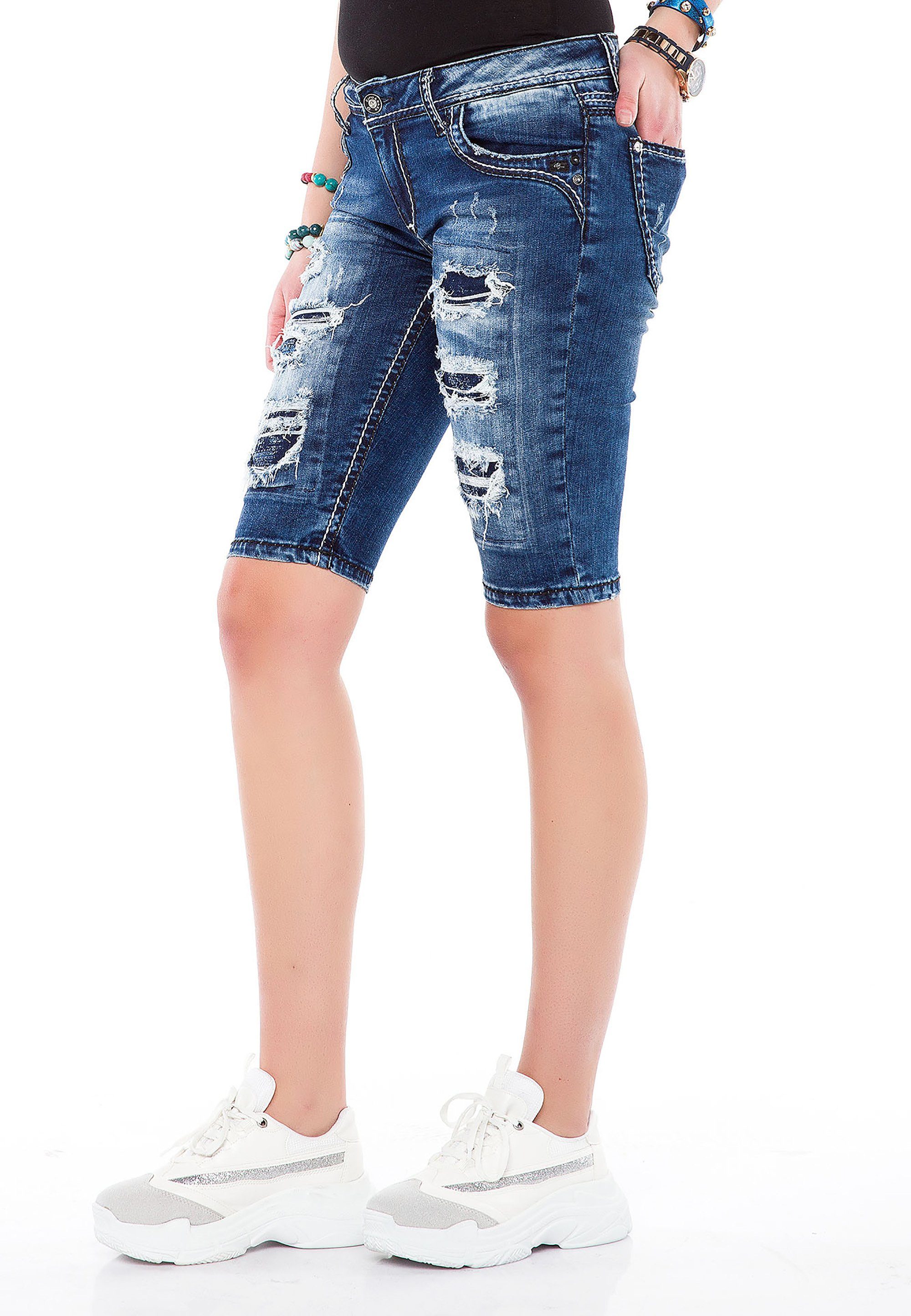 Shorts trendigen Baxx Cipo & mit Ripped-Details