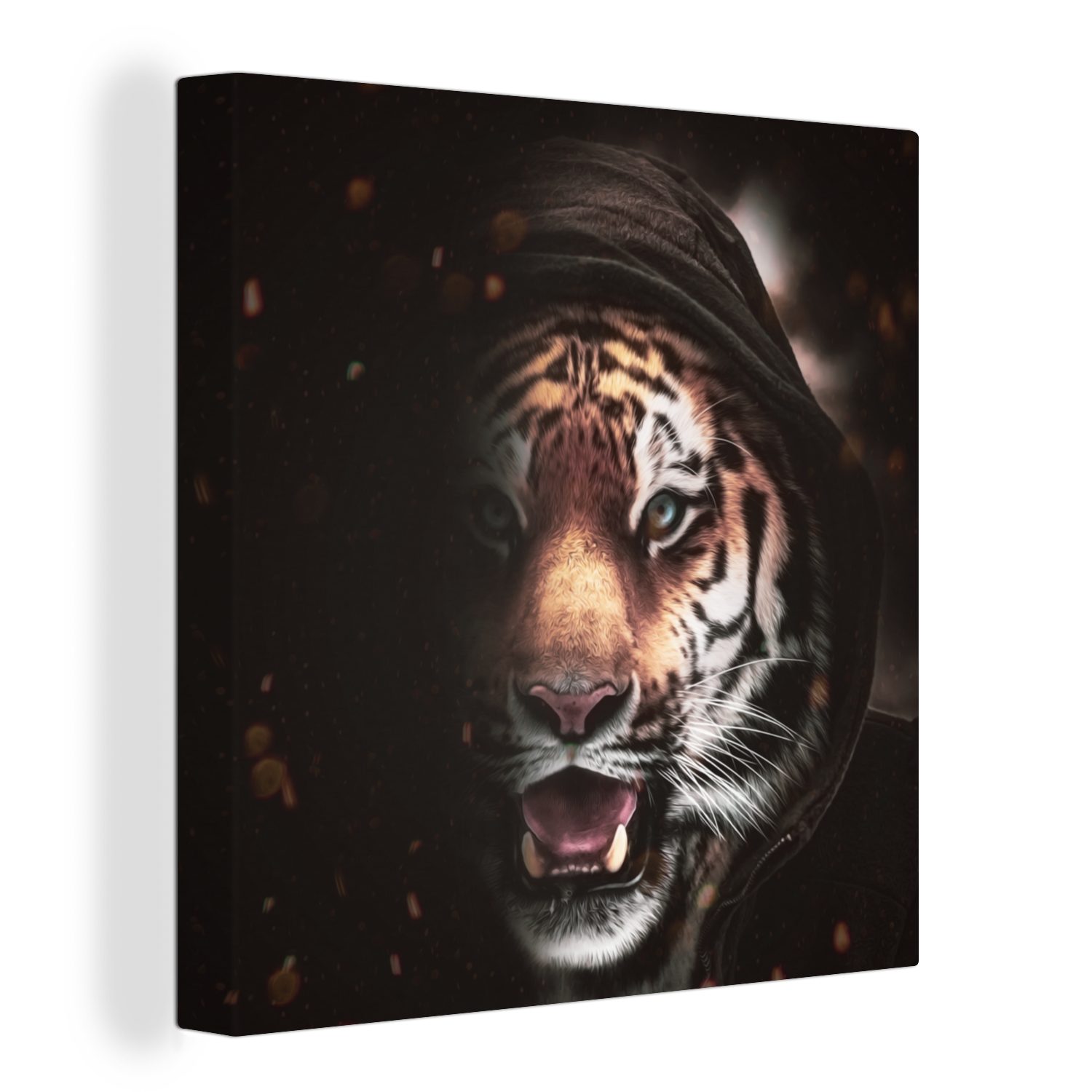 OneMillionCanvasses® Leinwandbild Tiger - Kleidung - Tiere, (1 St), Leinwand Bilder für Wohnzimmer Schlafzimmer