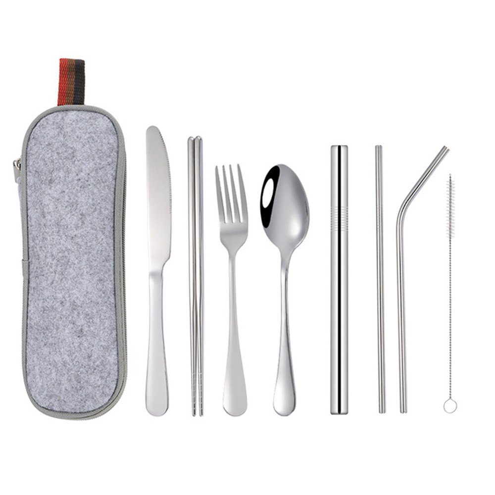 Besteckträger Reisebesteck Camping Besteck, 9-Teilig Edelstahl Outdoor