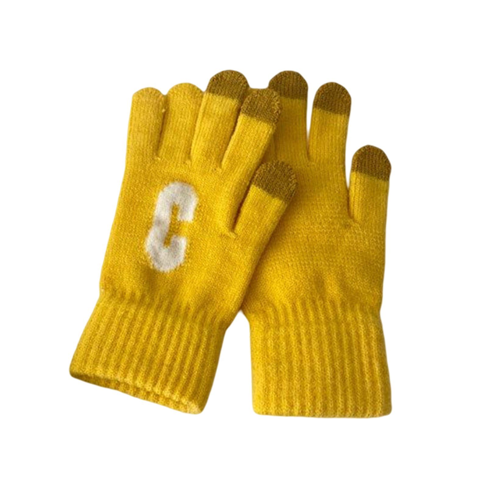 Blusmart Strickhandschuhe Fashion English C yellow Unisex, Strickhandschuhe, Winter-Wärmehandschuhe