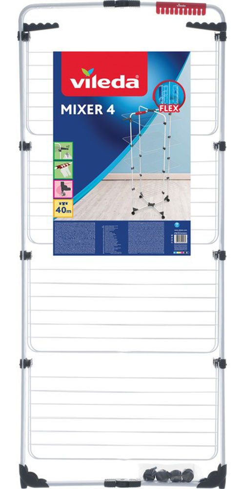 Vileda Wäscheständer Vileda MIXER 4 Turmwäscheständer, 8 flexibel einklappbare Trockenebenen