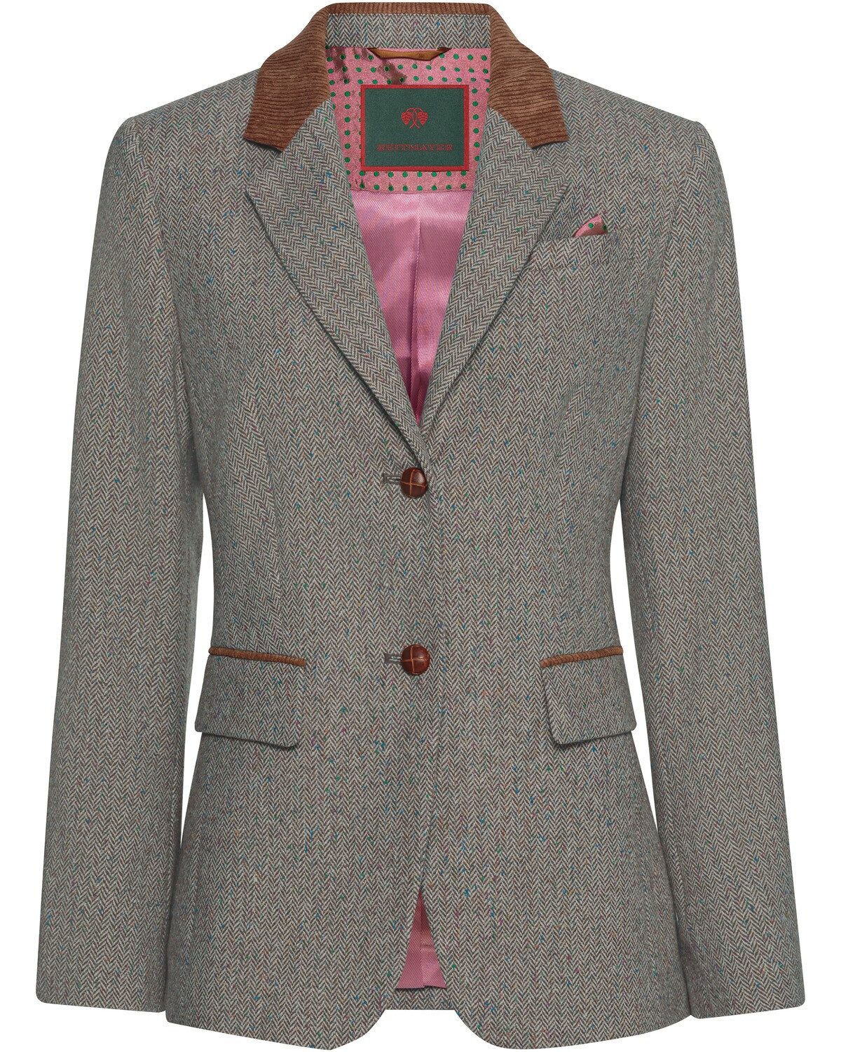Jackenblazer Fischgrat-Blazer mit Cordkragen