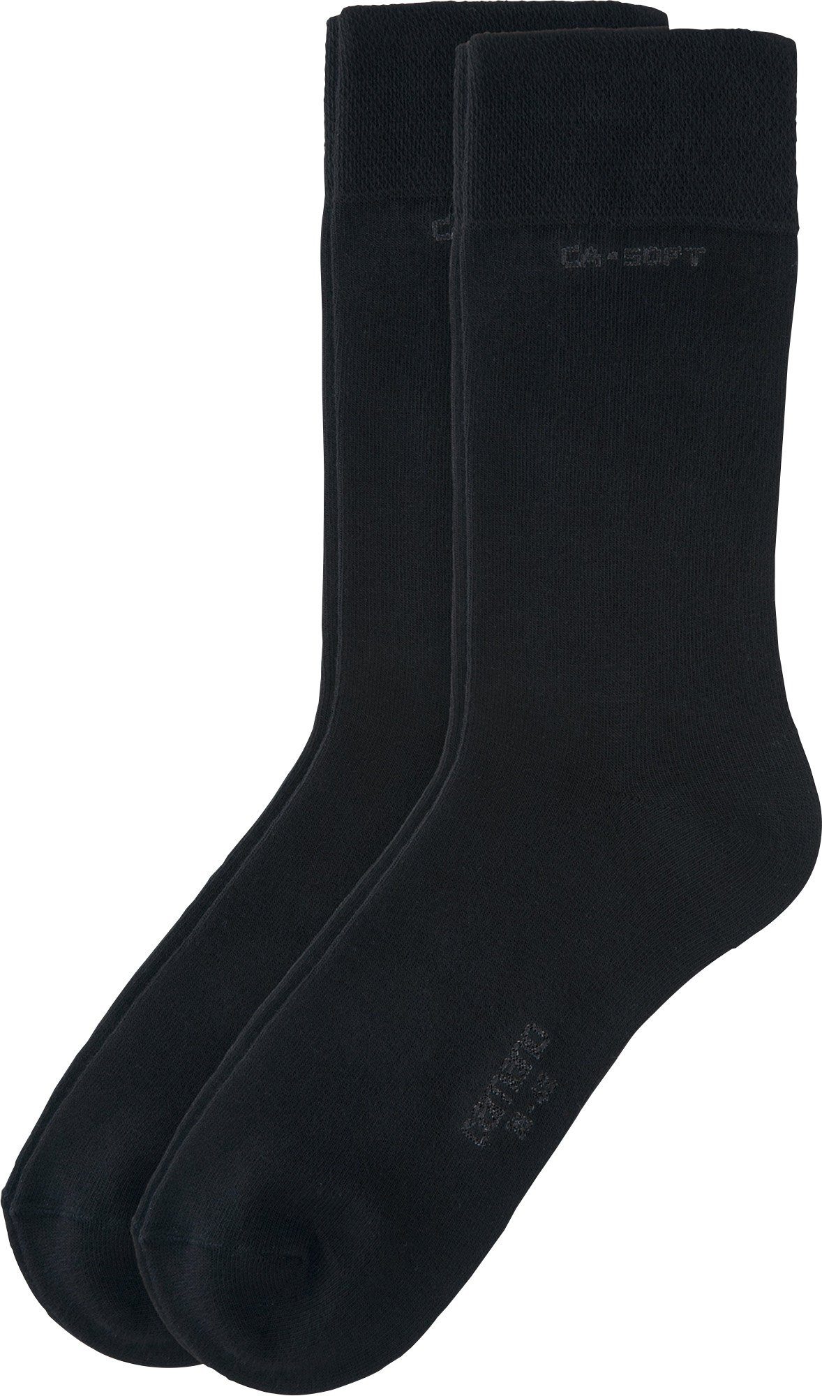 Camano Socken Unisex-Socken 2 Paar mit Softbund (4-Paar) Uni schwarz