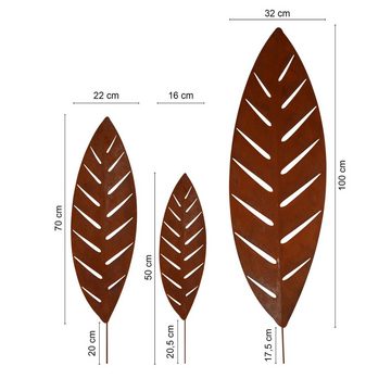 UNUS GARDEN Gartenstecker Roststecker Palmblätter 3er Set