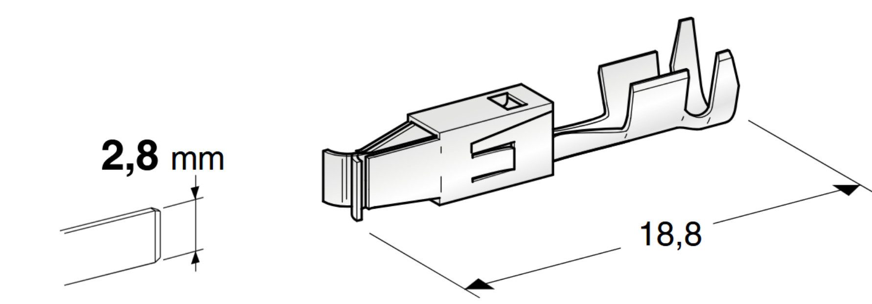 MTA Flachsteckhülse Flachsteckhülse, JPT-WP F280, 2,8mm, 1-2,5mm², MTA