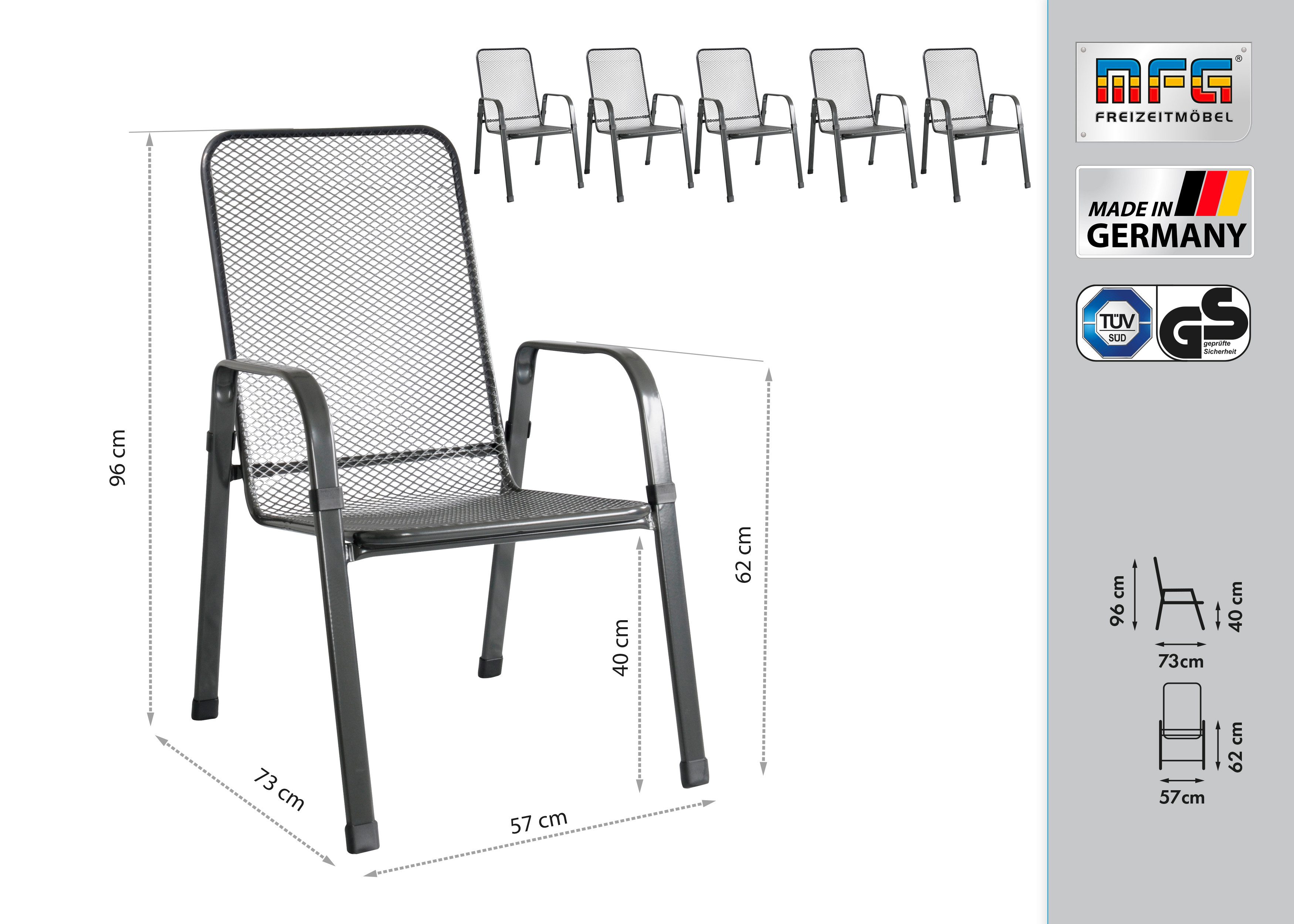 MFG Freizeitmöbel Stapelstuhl MFG Streckmetall-Stapelstuhl "Mec-Stor", 6-er Set (6 St)