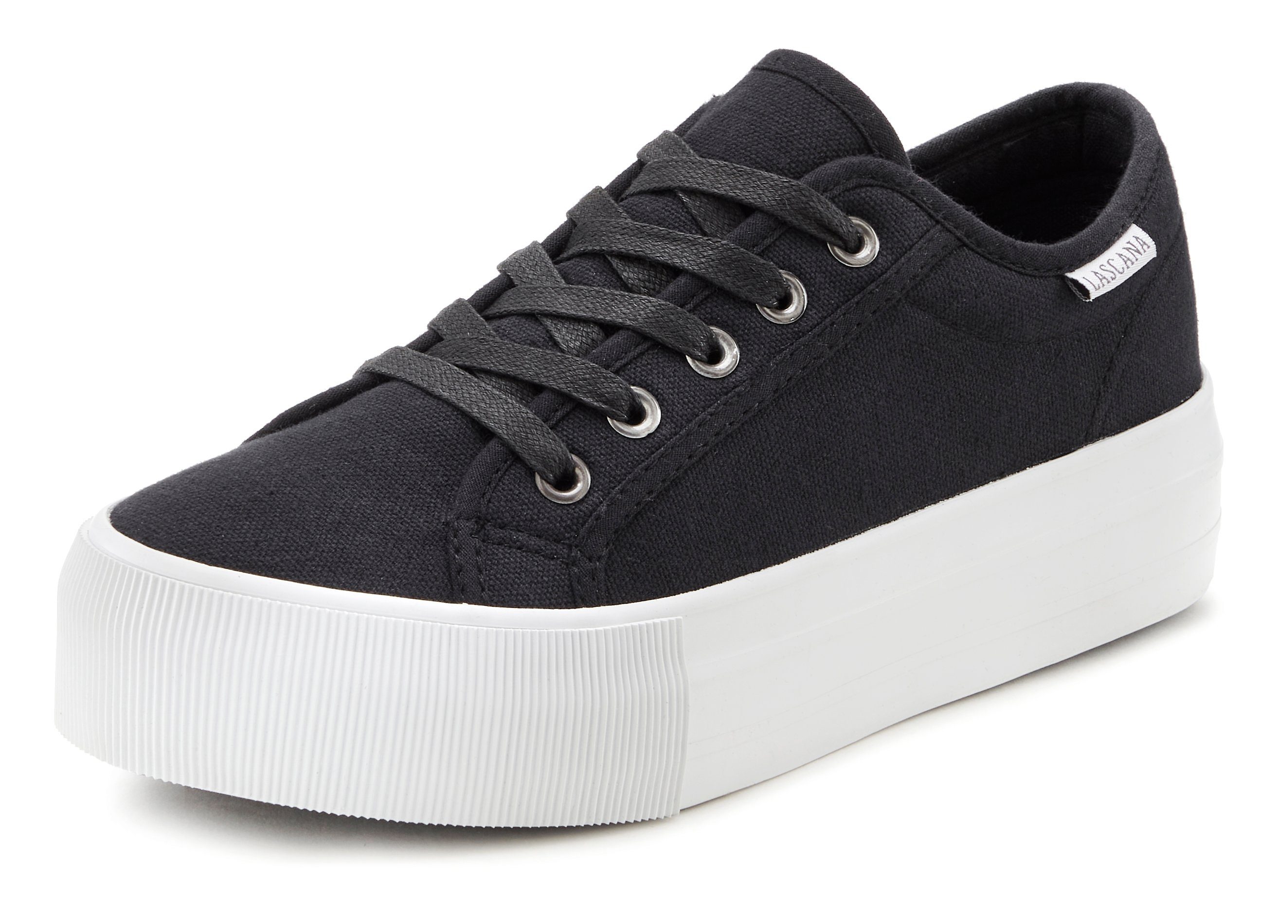 LASCANA Sneaker Schnürhalbschuh, Freizeitschuh aus Textil mit Plateausohle