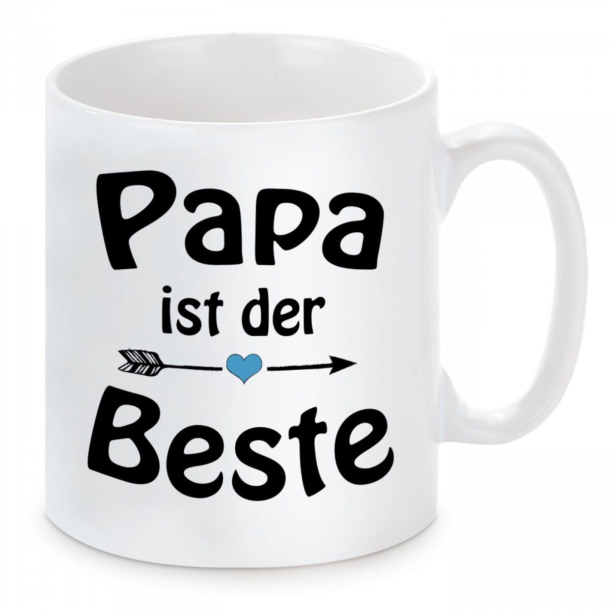 Herzbotschaft Tasse Kaffeebecher mit Motiv Papa ist der Beste, Keramik, Kaffeetasse spülmaschinenfest und mikrowellengeeignet