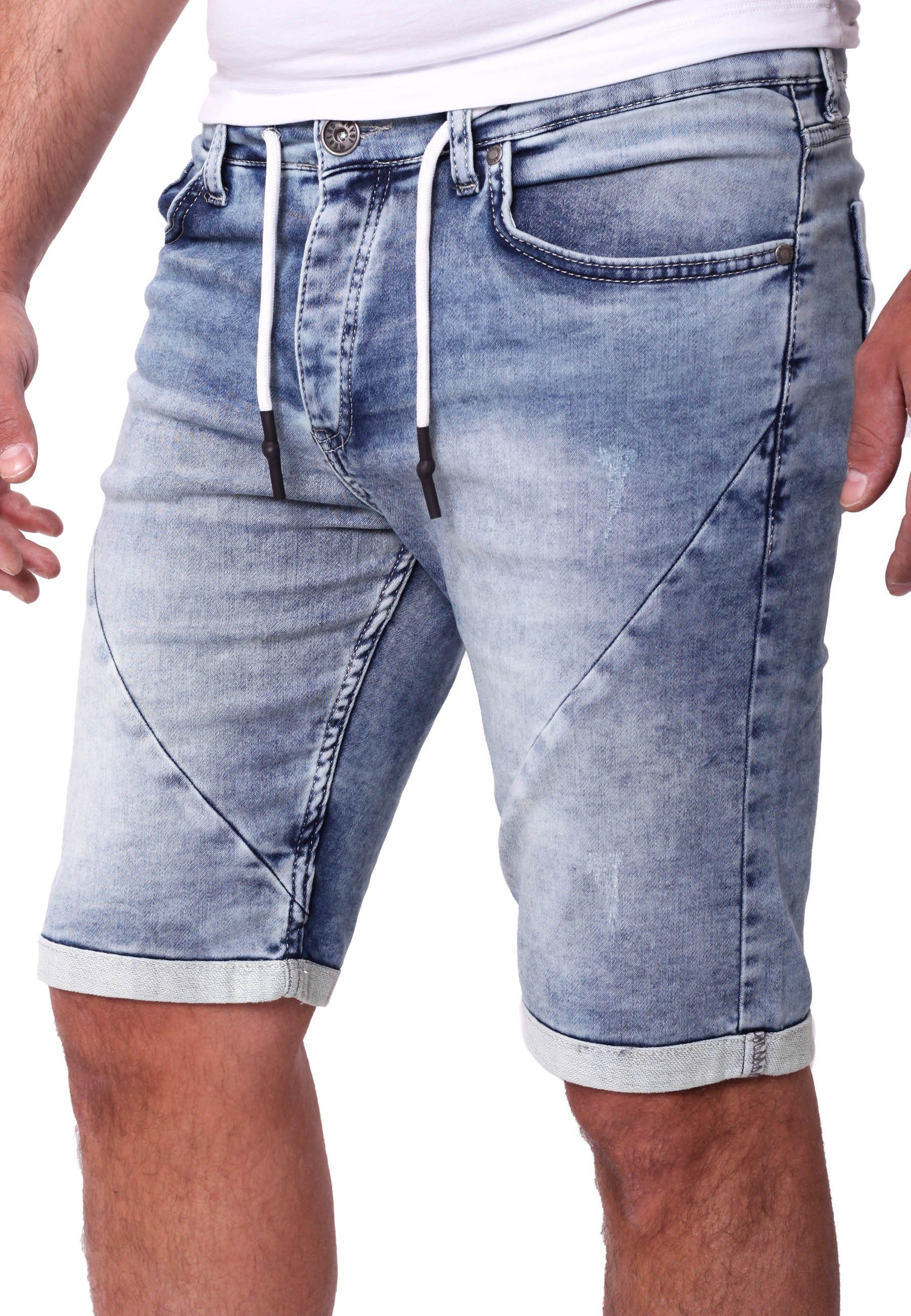 Reslad Jeansshorts Reslad Jeans Shorts Herren Kurze Hosen Sommer - Sweathose in Jeansopti Jeans-Shorts Sweatjeans Jeansbermudas Stretch Jeans-Hose hellblau