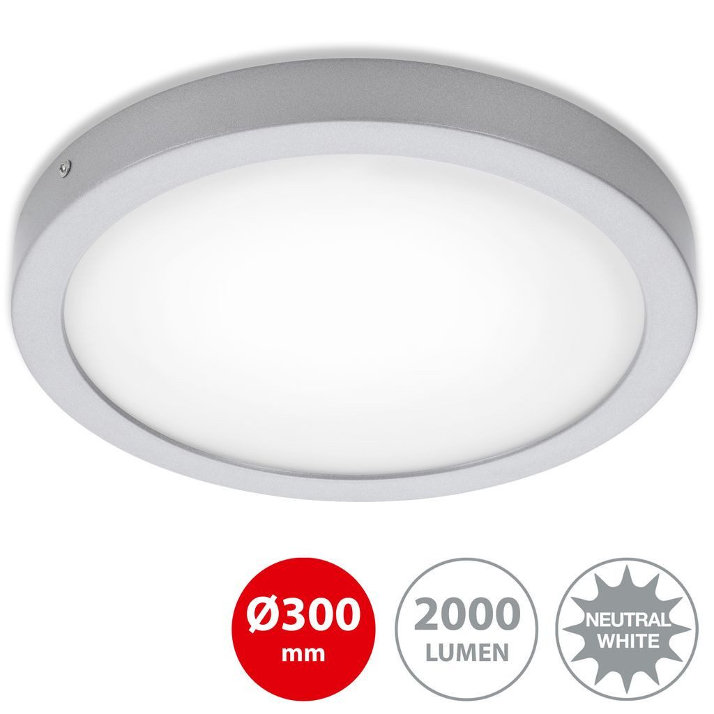 Briloner Leuchten LED Deckenleuchte 7141-414, LED fest integriert, 2700K - Extra-Warmweiß, Deckenlampe modern 21,4W 2.000lm 4000K IP20 Ø30cm