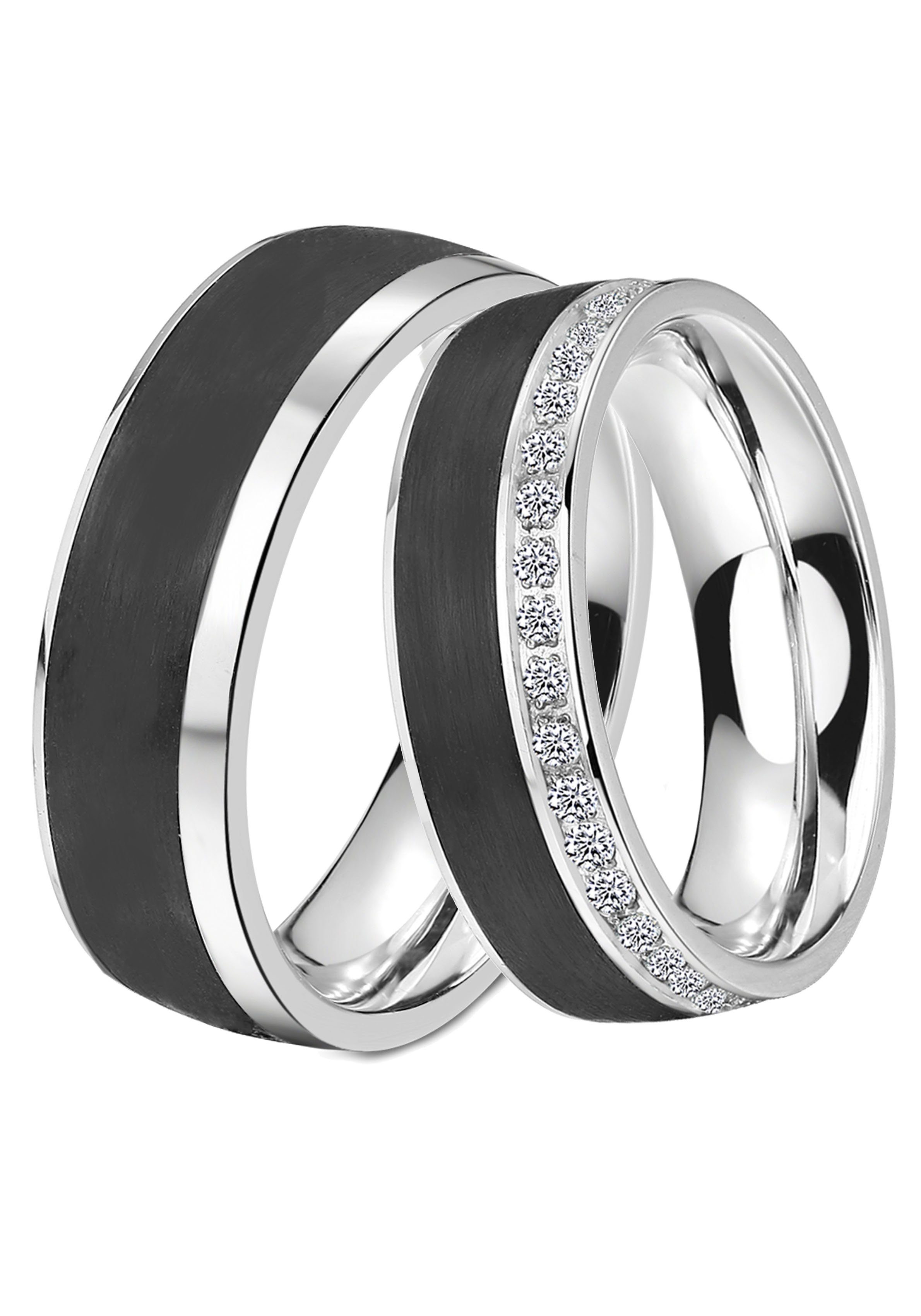 Zirkonia o. Trauring ohne Schmuck mit Ehering Trauring DOOSTI LIEBE, Geschenk Partnerring Edelstahl